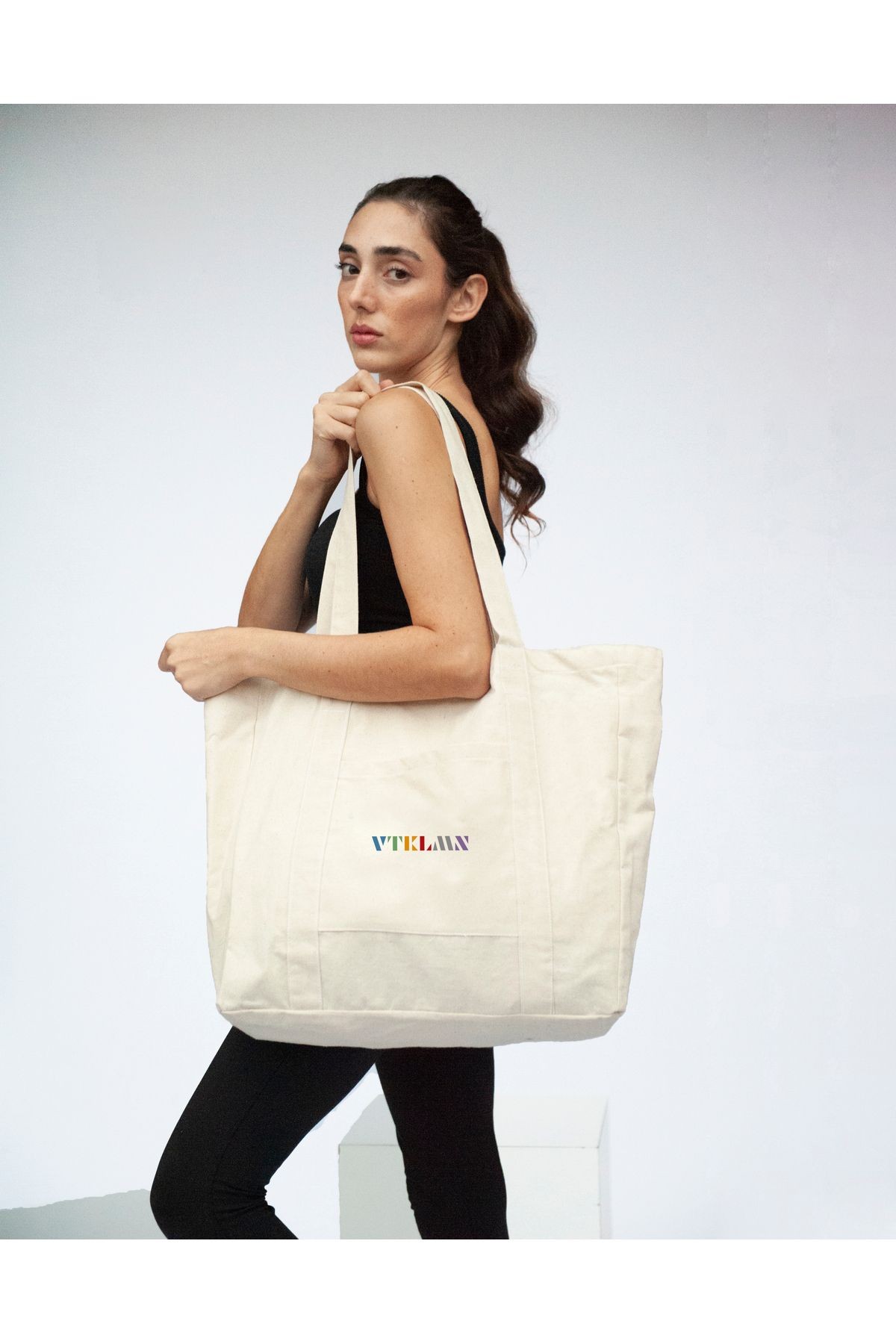 % 100 Pamuk Kanvas Bölmeli Bez Çanta / Tote Bag