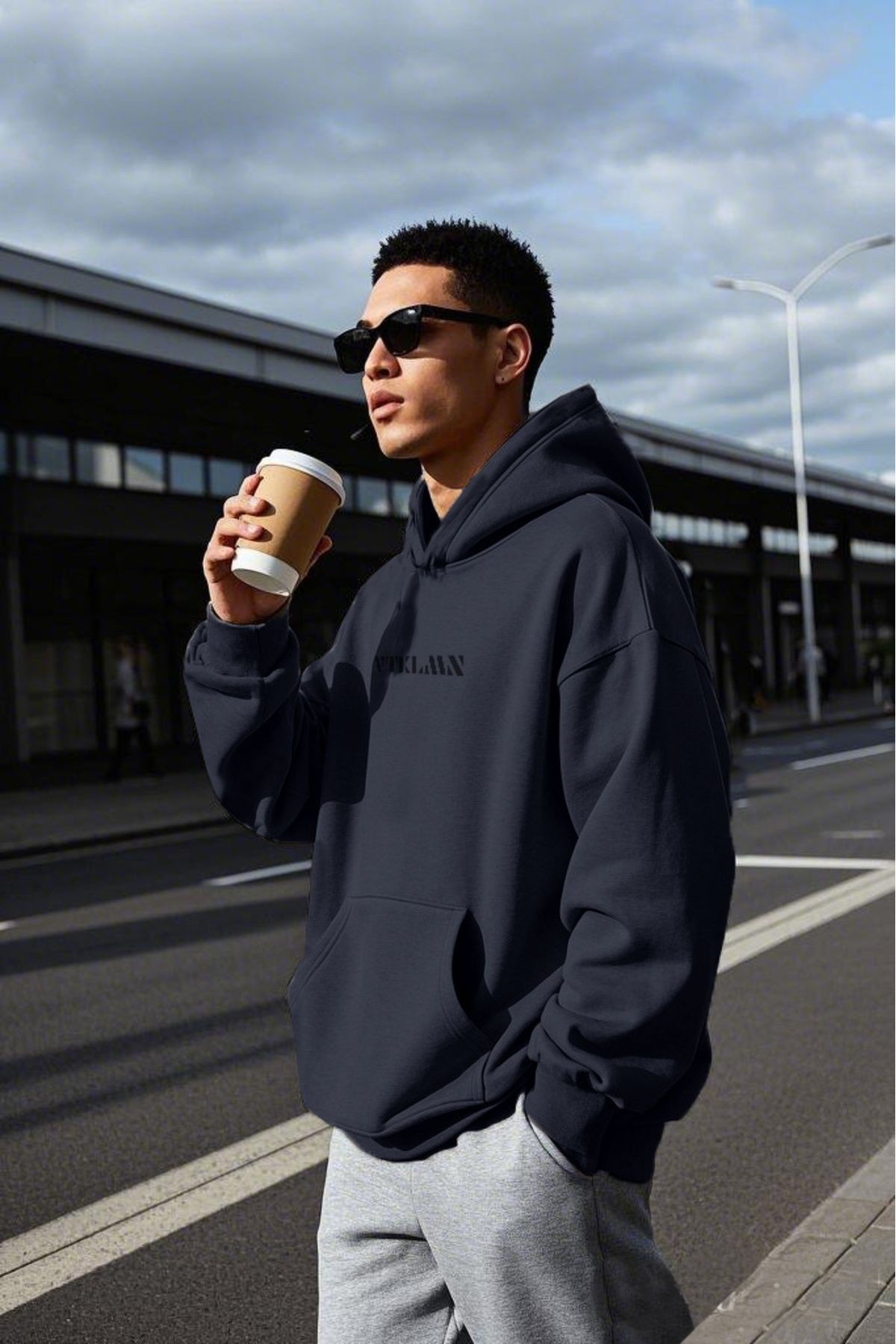 Kalın İçi Polarlı Oversize Kapüşonlu Hoodie Sweatshirt