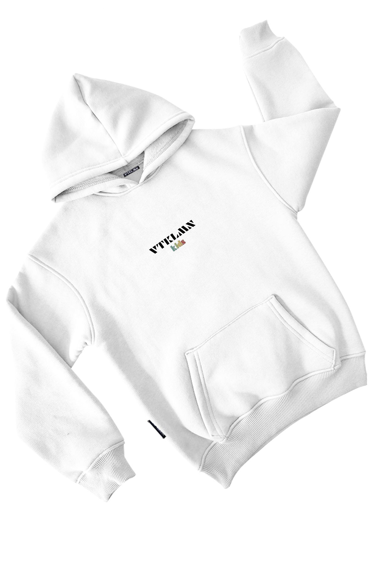 Erkek / Kız Çocuk Kalın İçi Polarlı Kapüşonlu Hoodie Sweatshirt - White