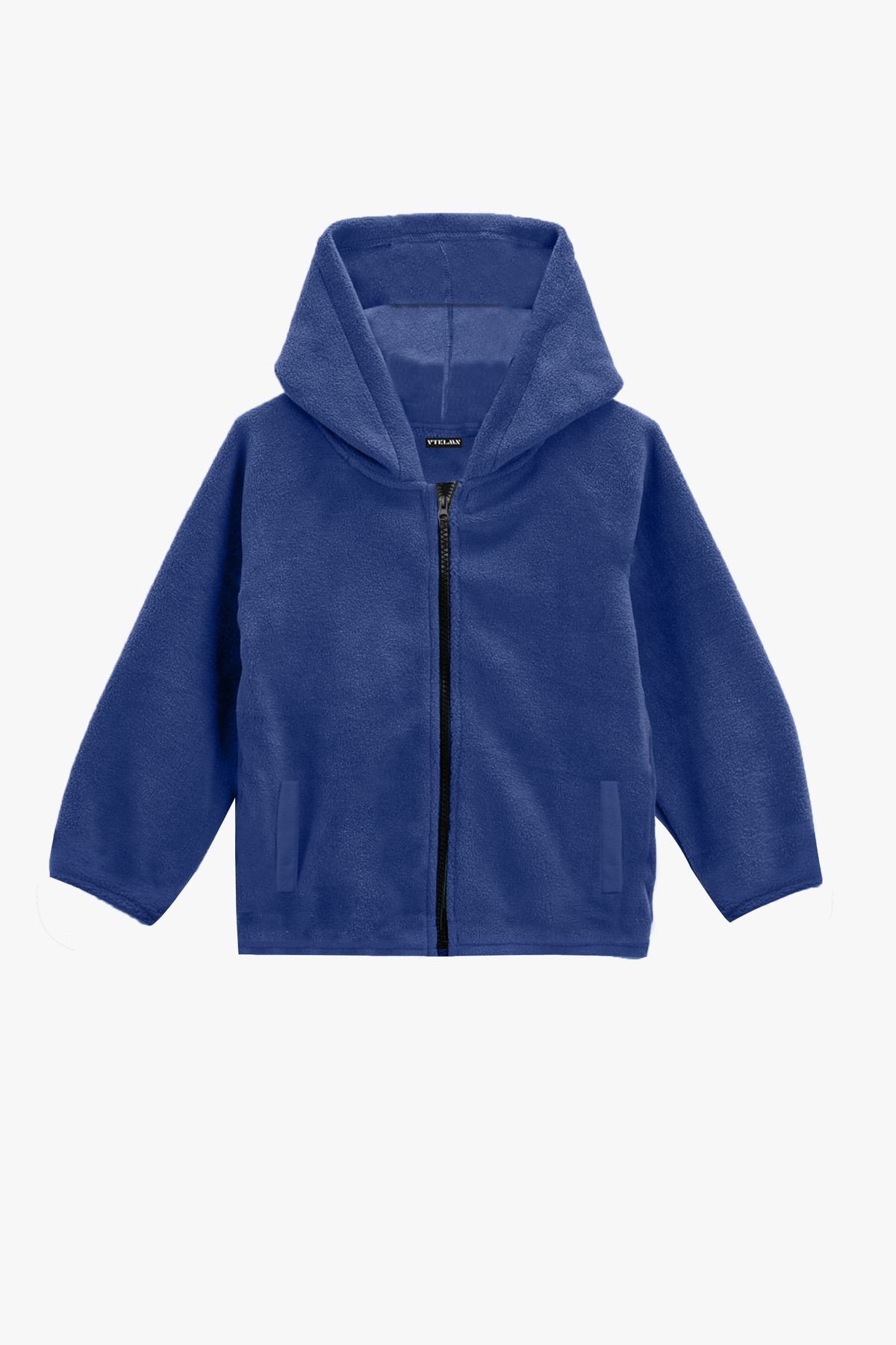 Kız Erkek Çocuk Cepli Kapüşonlu Polar Ceket - Navy Blue