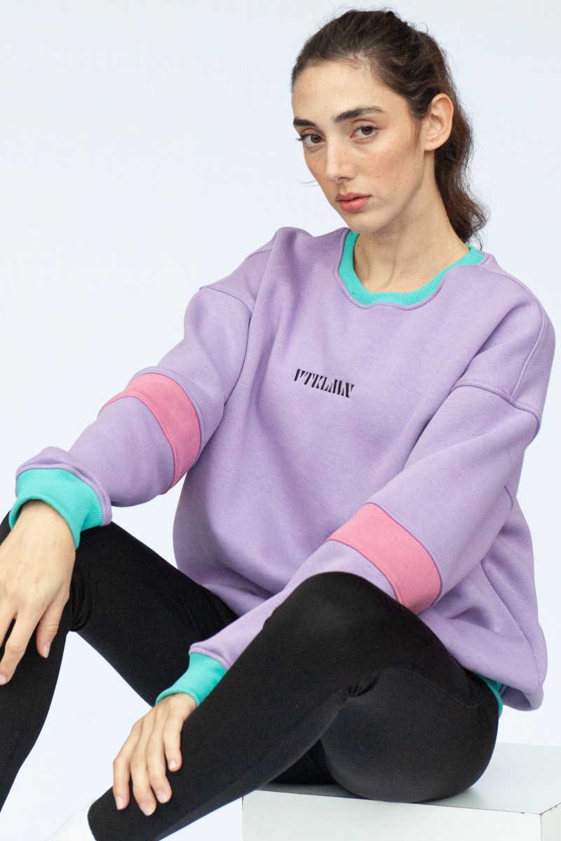 Women Men Colorful Oversize Sweatshirt - Colorful Lilac