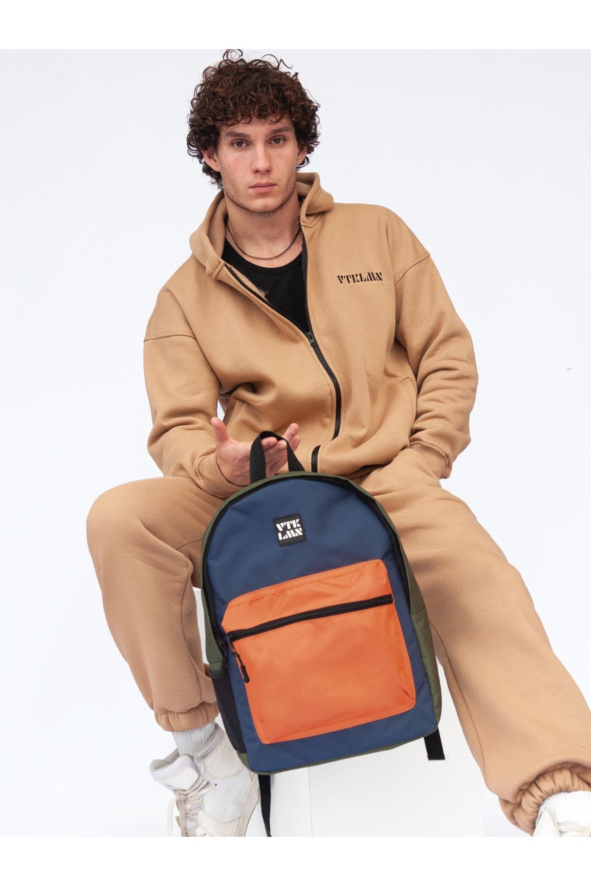 Unisex Okul ve Sırt Çantası - Turuncu-Lacivert-Haki