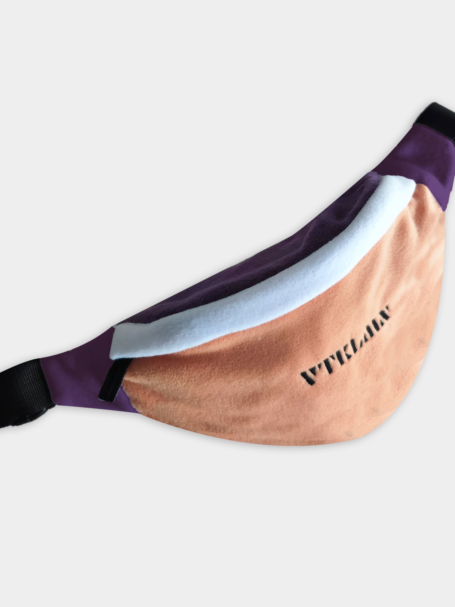 Unisex Fleece Shoulder And Waist Bag - Salmon White Purple