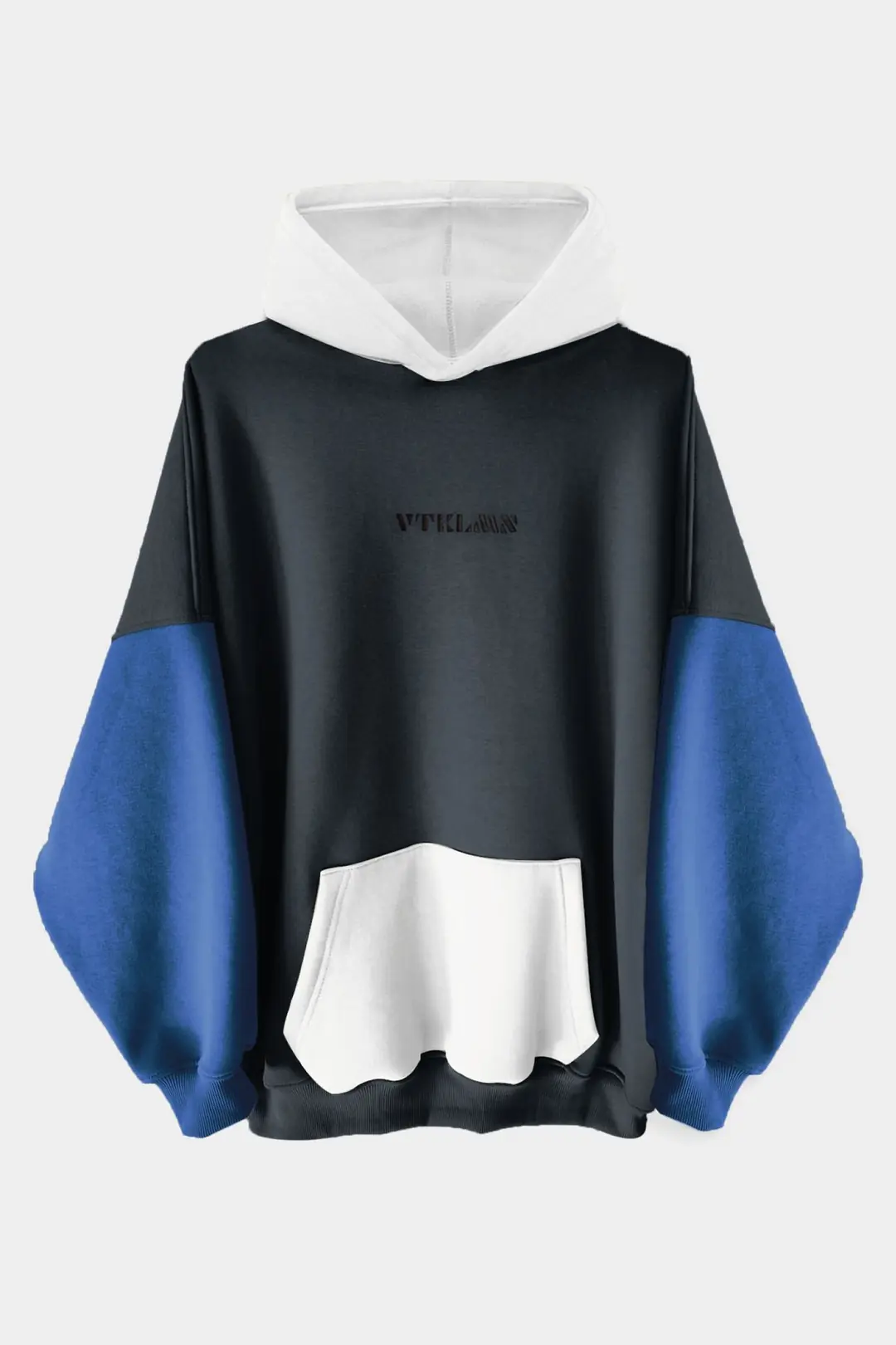 Antrasit Lacivert Beyaz Renkli Kapüşonlu Hoodie Sweatshirt