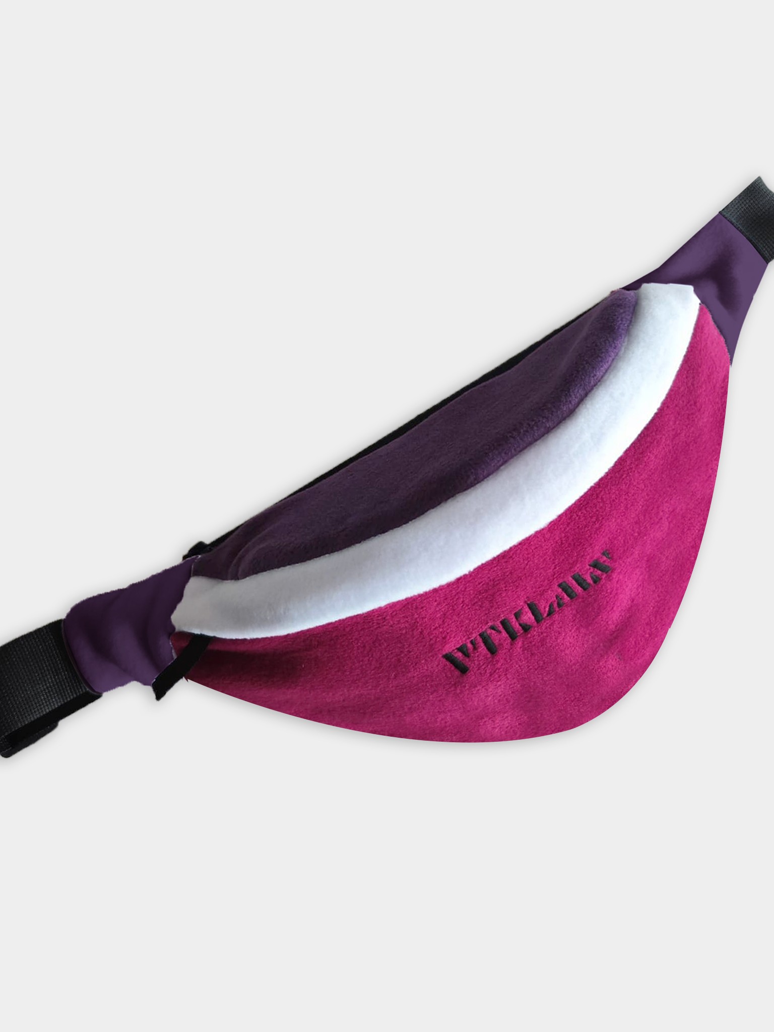 Unisex Fleece Shoulder And Waist Bag - Fuchsia White Purple