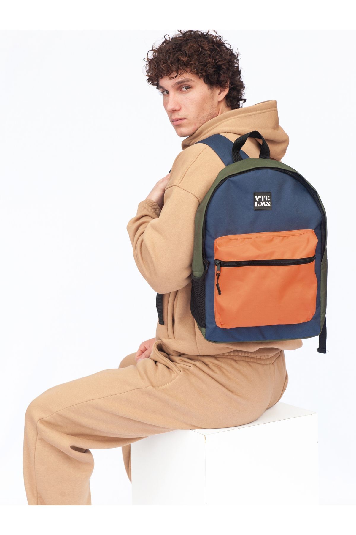 Unisex Okul ve Sırt Çantası - Turuncu-Lacivert-Haki