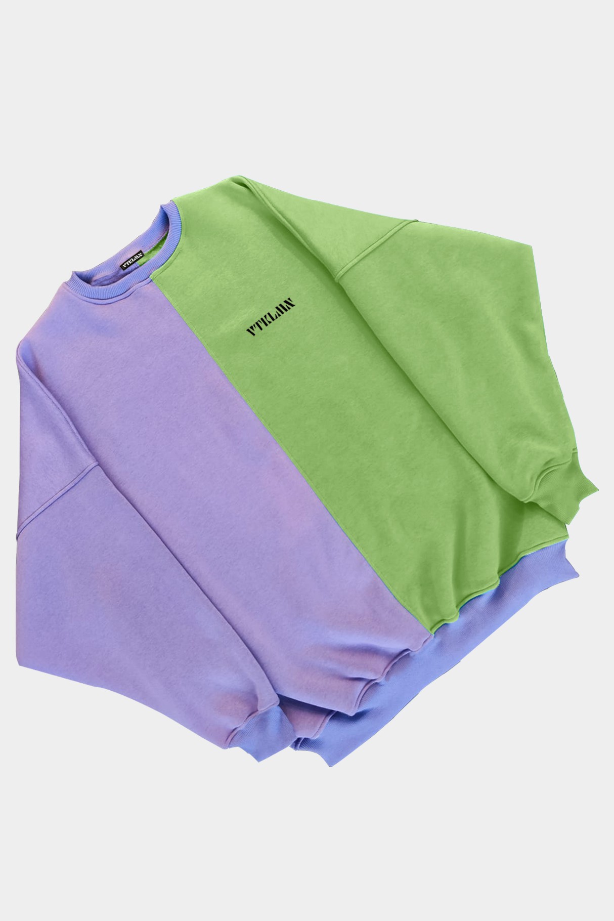  Kadın Erkek Renkli Sweatshirt - Lila Yeşil