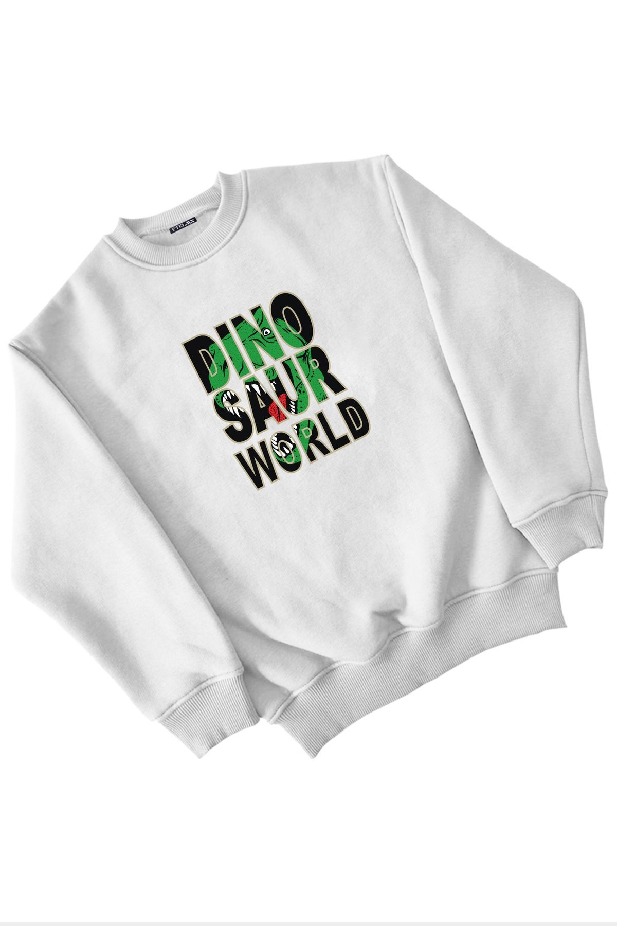 Dinasour World Baskılı Kız Erkek Çocuk Sweatshirt