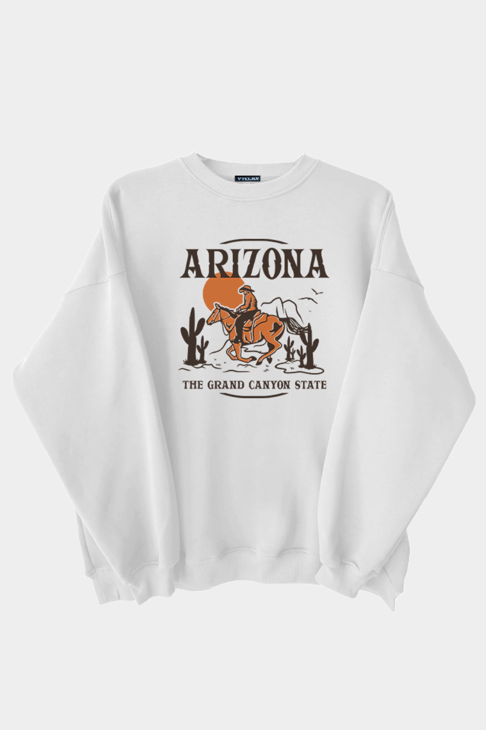 Arizona Baskılı Unisex Kalın Içi Polarlı Oversize Sweatshirt - Beyaz