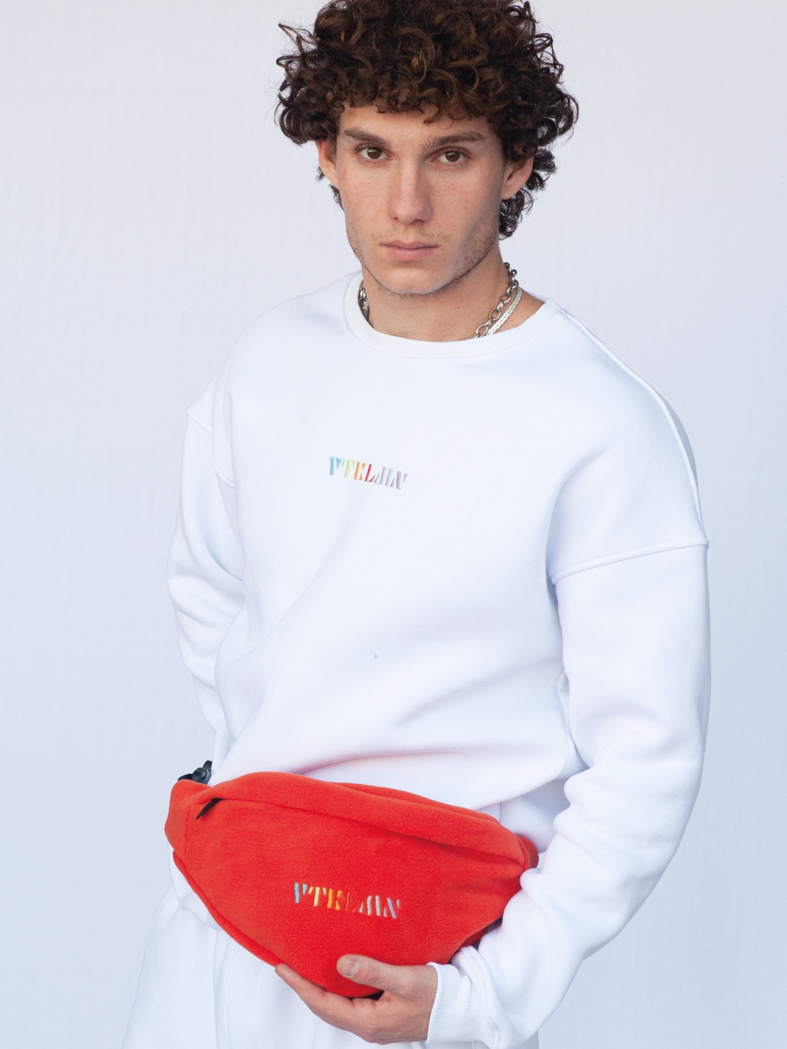 Unisex Fleece Shoulder And Waist Bag - Orange