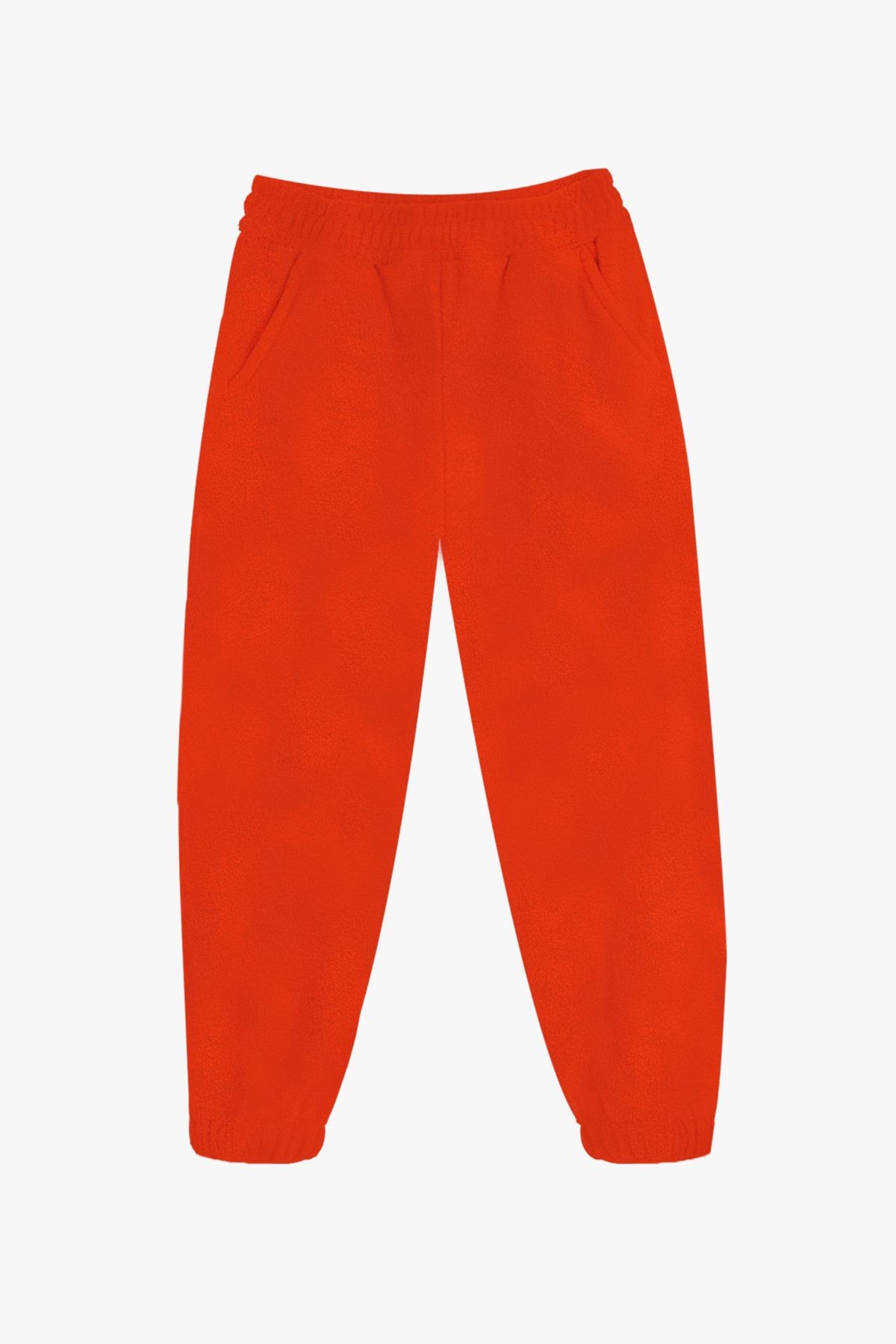 Kız Erkek Çocuk Cepli Polar Eşofman Altı - Orange