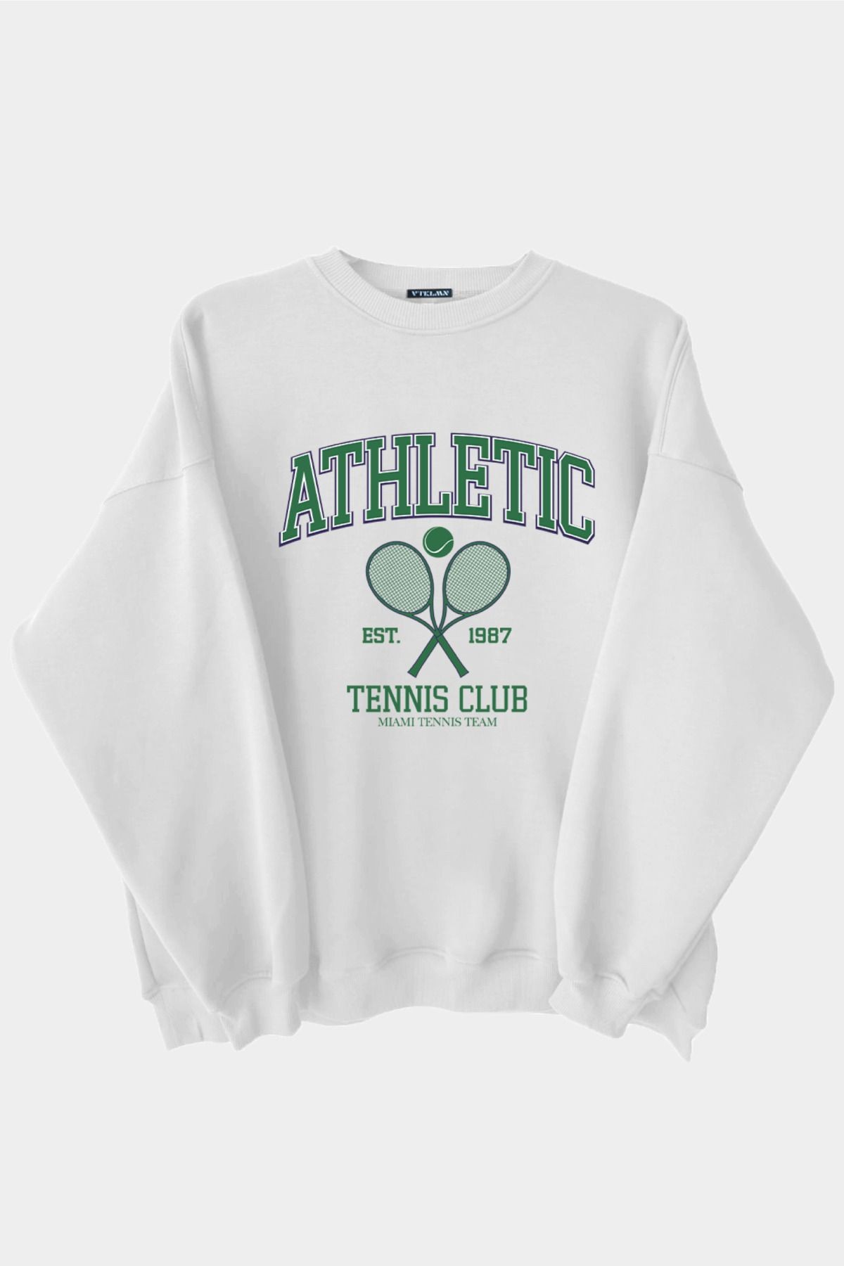 Athletic Baskılı Unisex Kalın Içi Polarlı Oversize Sweatshirt
