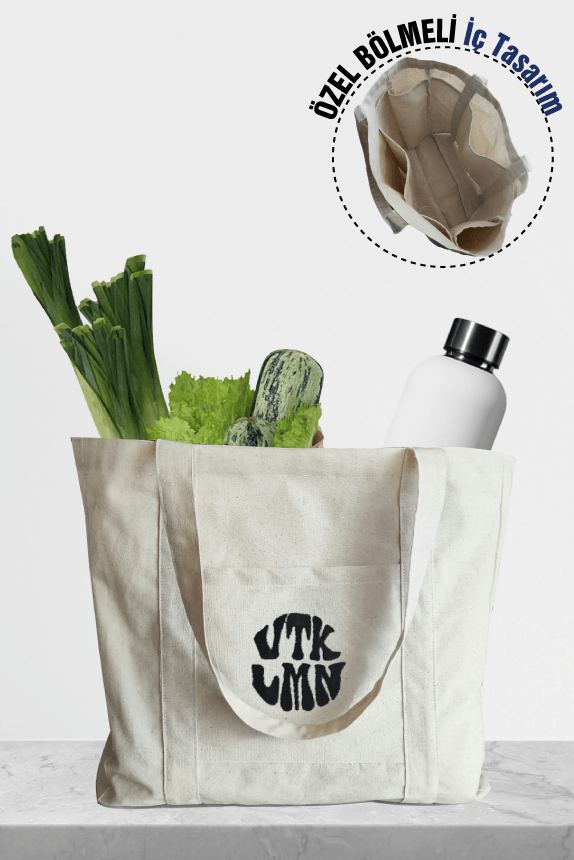 100% Cotton Canvas Compartment Cloth Bag / Tote Bag - Circle VTKLMN
