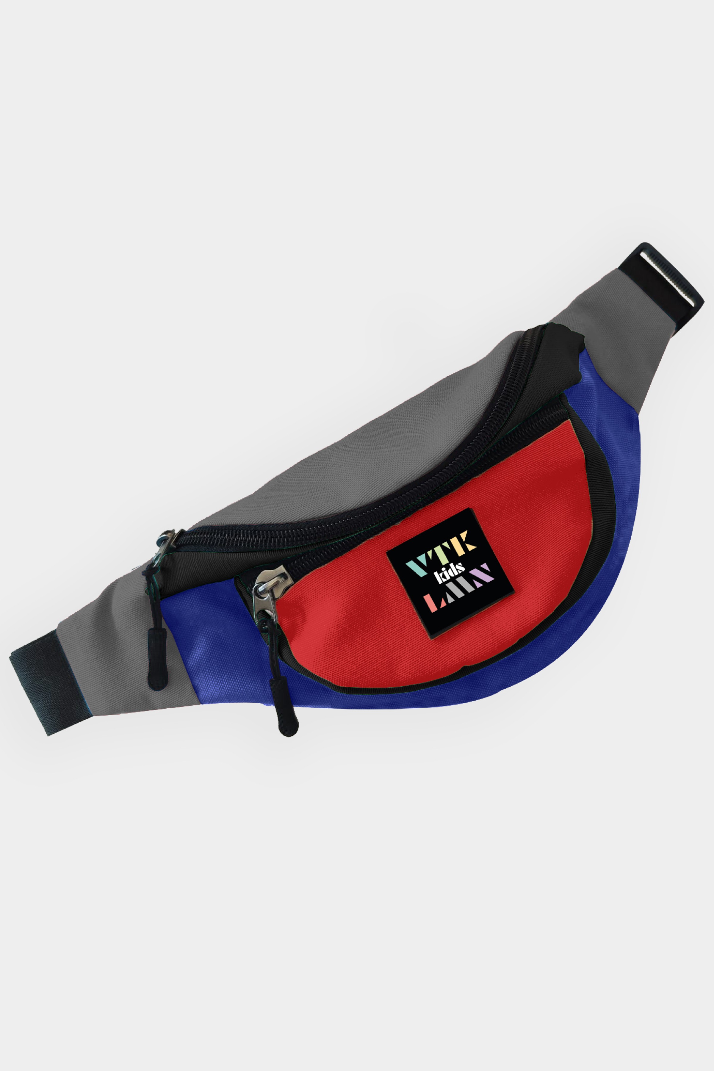 Colorful Shoulder and Waist Kid Bag - Red Black Blue Gray