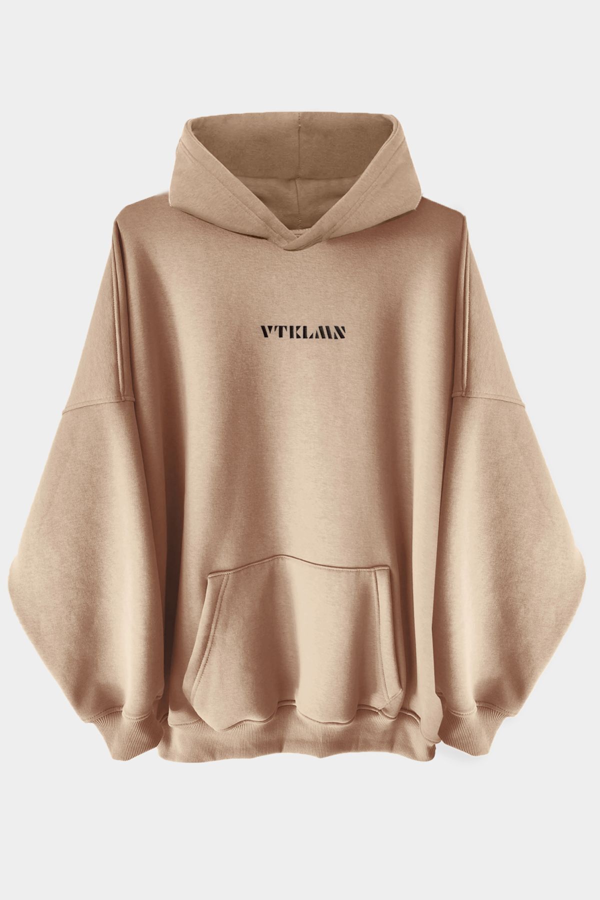 Kalın İçi Polarlı Oversize Kapüşonlu Hoodie Sweatshirt - KAHVE