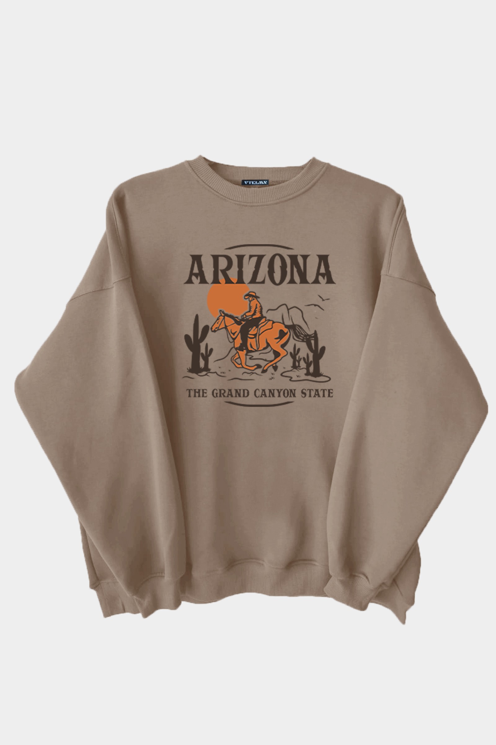 Arizona Baskılı Unisex Kalın Içi Polarlı Oversize Sweatshirt - Kahve