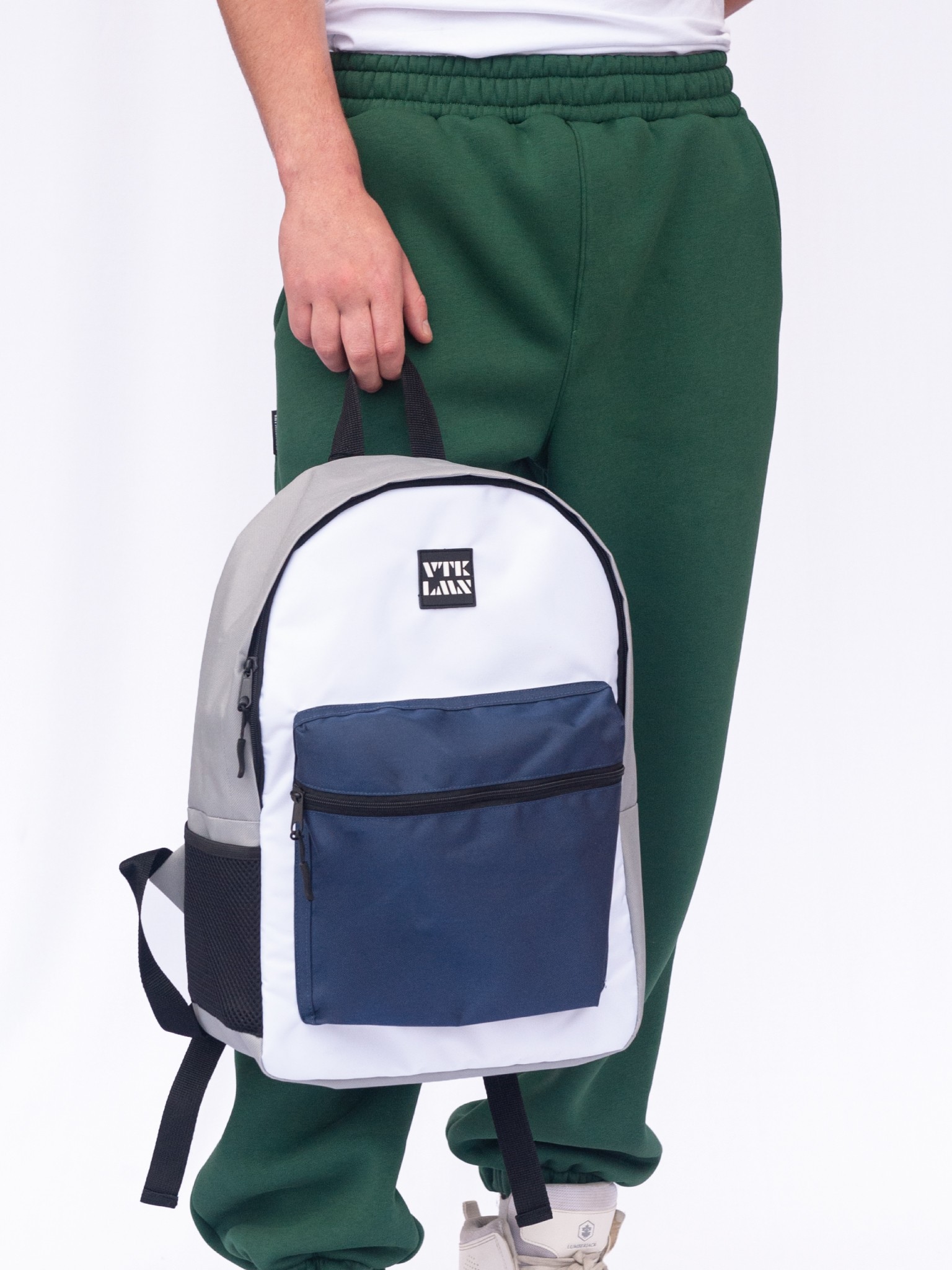 Backpack - Navy Blue White Gray