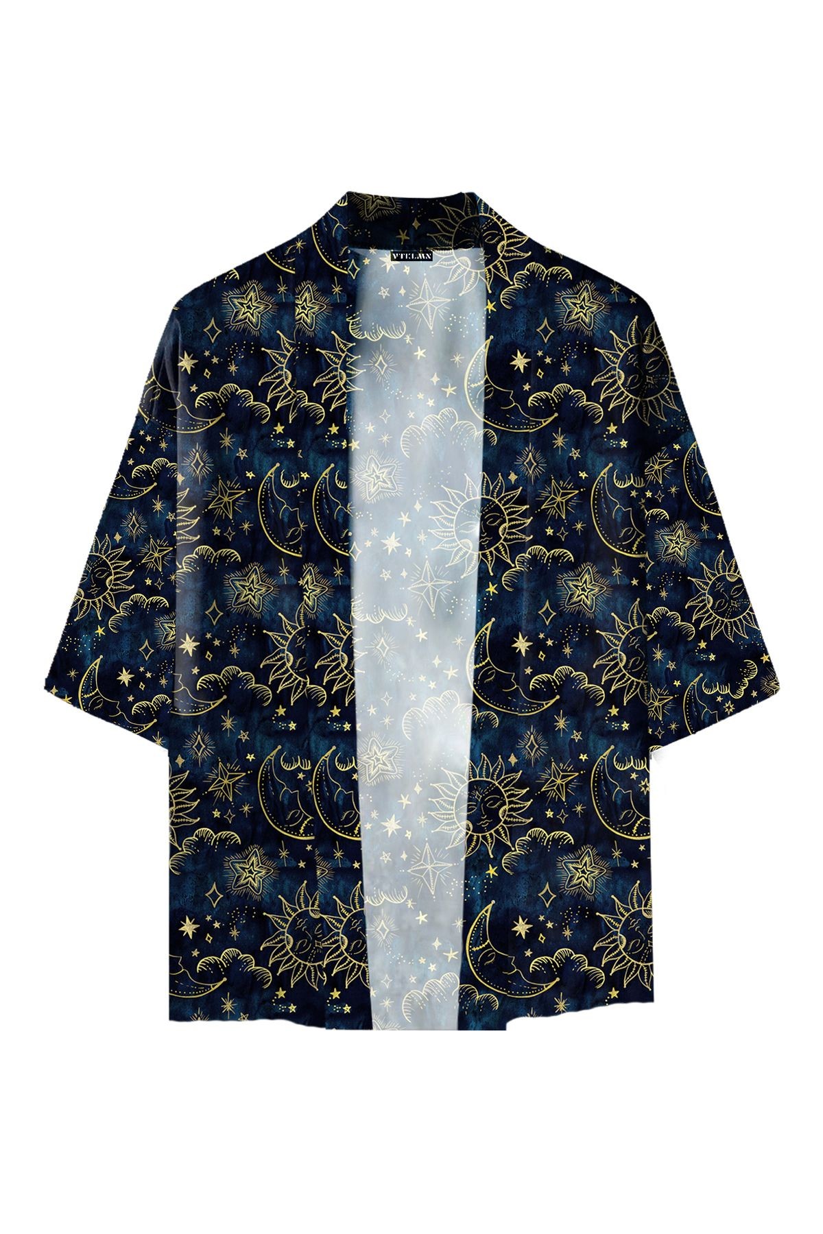 Kadın Erkek Desenli %100 Pamuk Viskon Kimono - Desenli