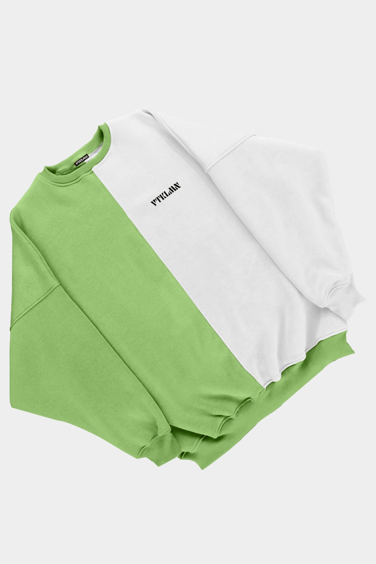  Kadın Erkek Renkli Sweatshirt - Yeşil Beyaz