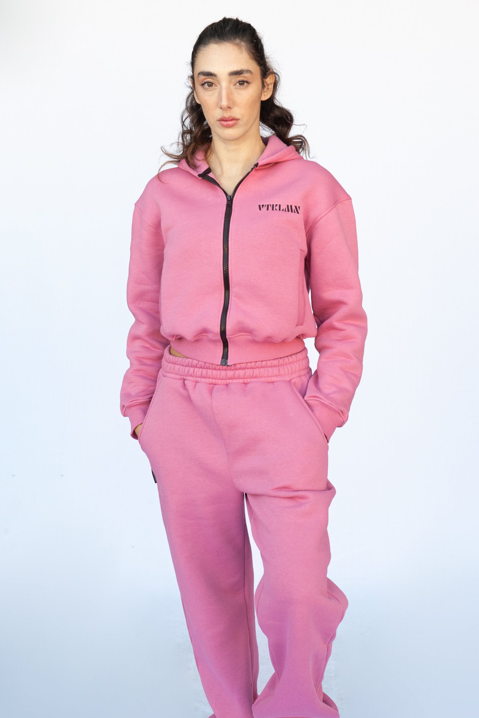 Hooded Crop Thick Fleece Knitted Sweatshirt