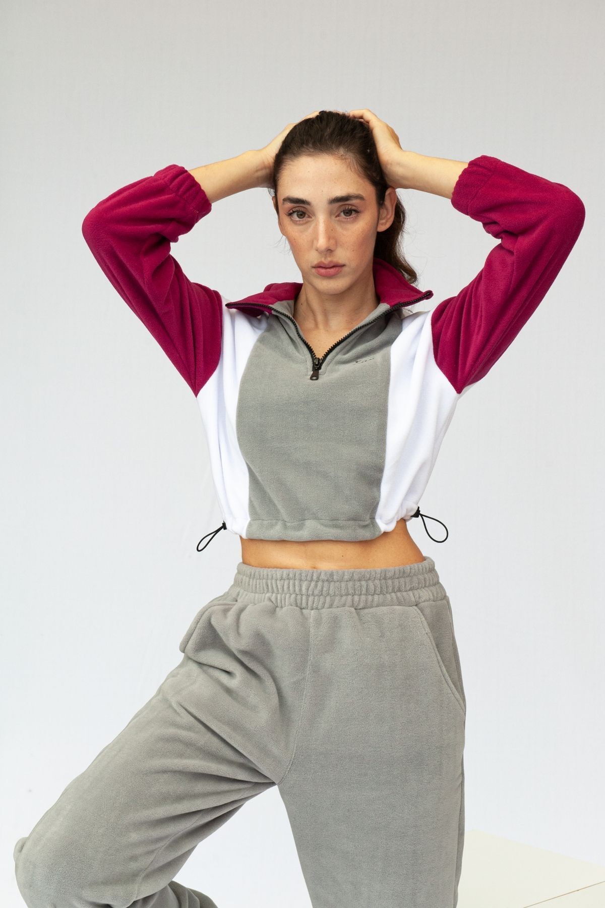 Yarım Fermuarlı Crop Polar