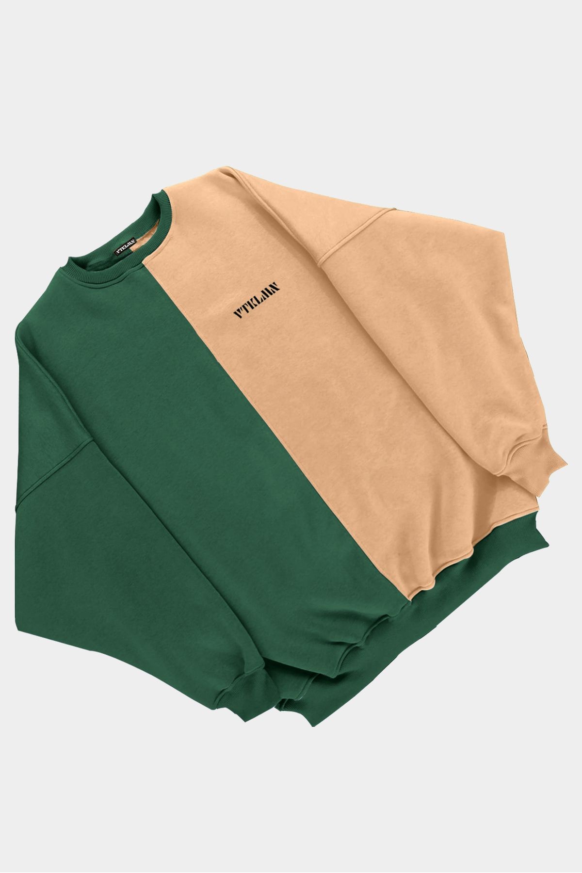 Kadın Erkek Renkli Sweatshirt - KOYUYEŞİL-KAHVE
