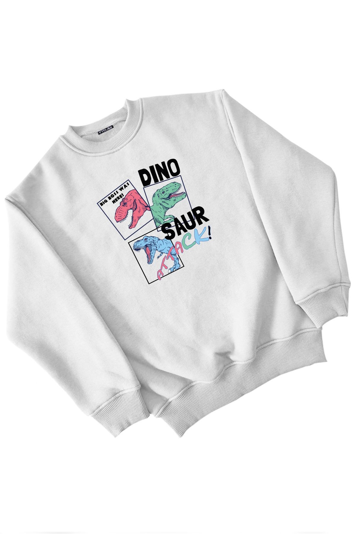 Dinasour Attack Baskılı Kız Erkek Çocuk Sweatshirt