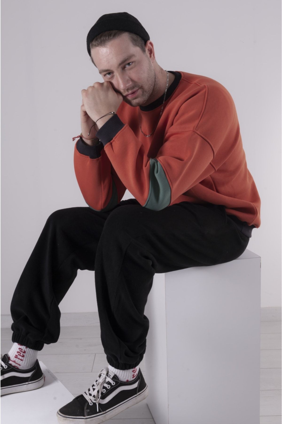 Oversize Şardonlu Örme Sweatshirt