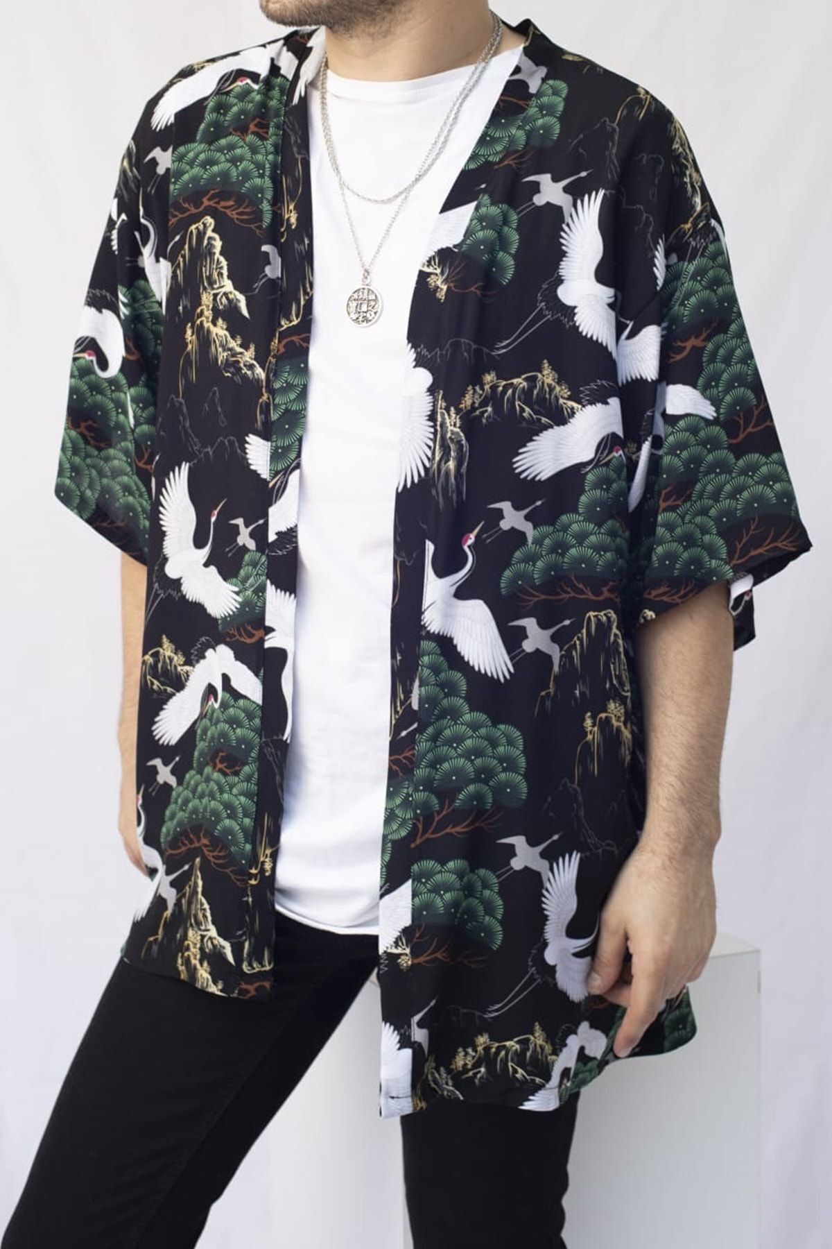 Kadın Erkek Desenli %100 Pamuk Viskon Kimono
