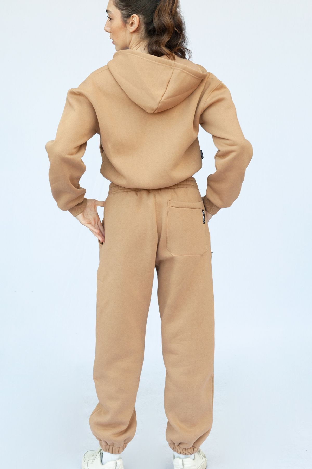 Cepli Oversize Eşofman Altı - Krem
