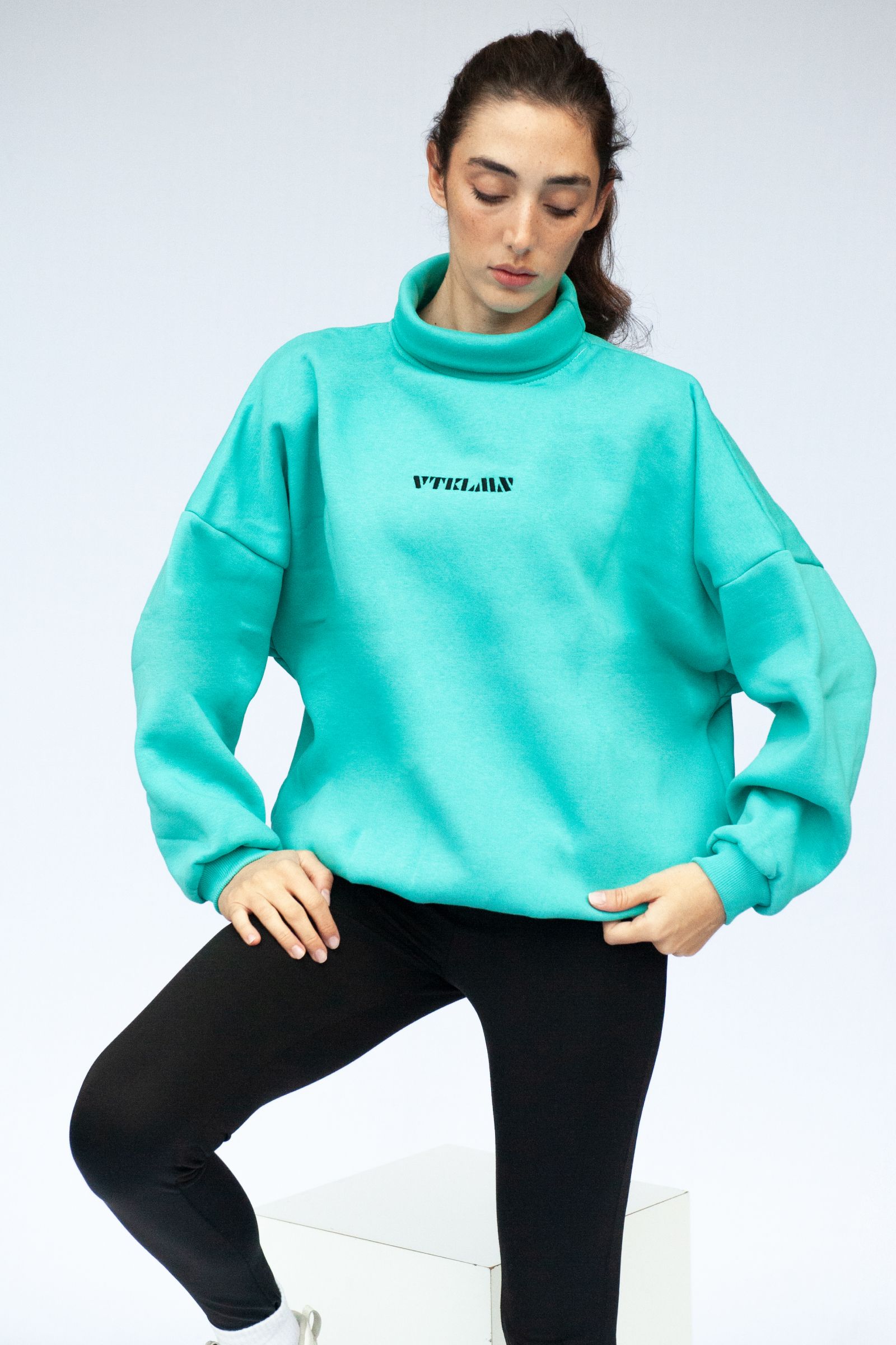 Boğazlı Sweatshirt  - Turkuaz