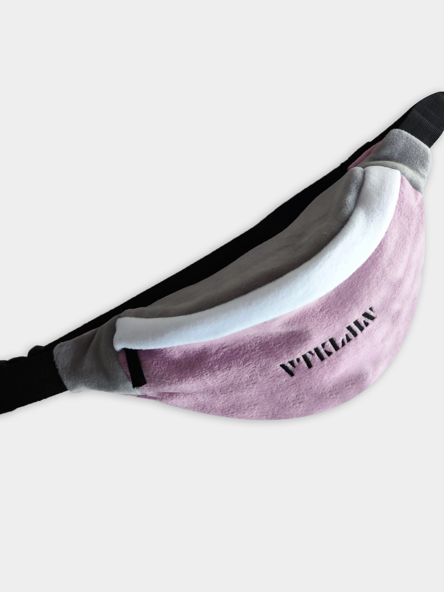 Unisex Fleece Shoulder And Waist Bag - Lilac White Gray