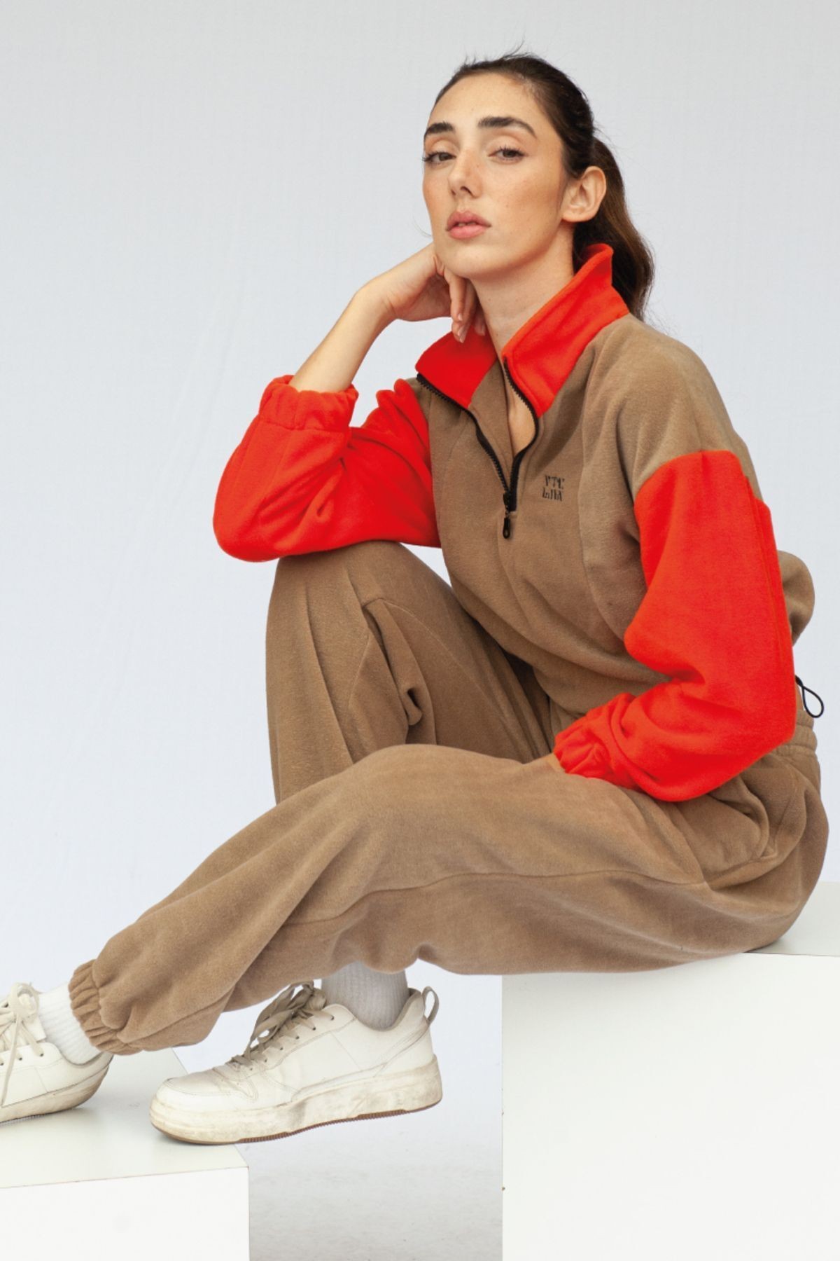 Yarım Fermuarlı Crop Polar