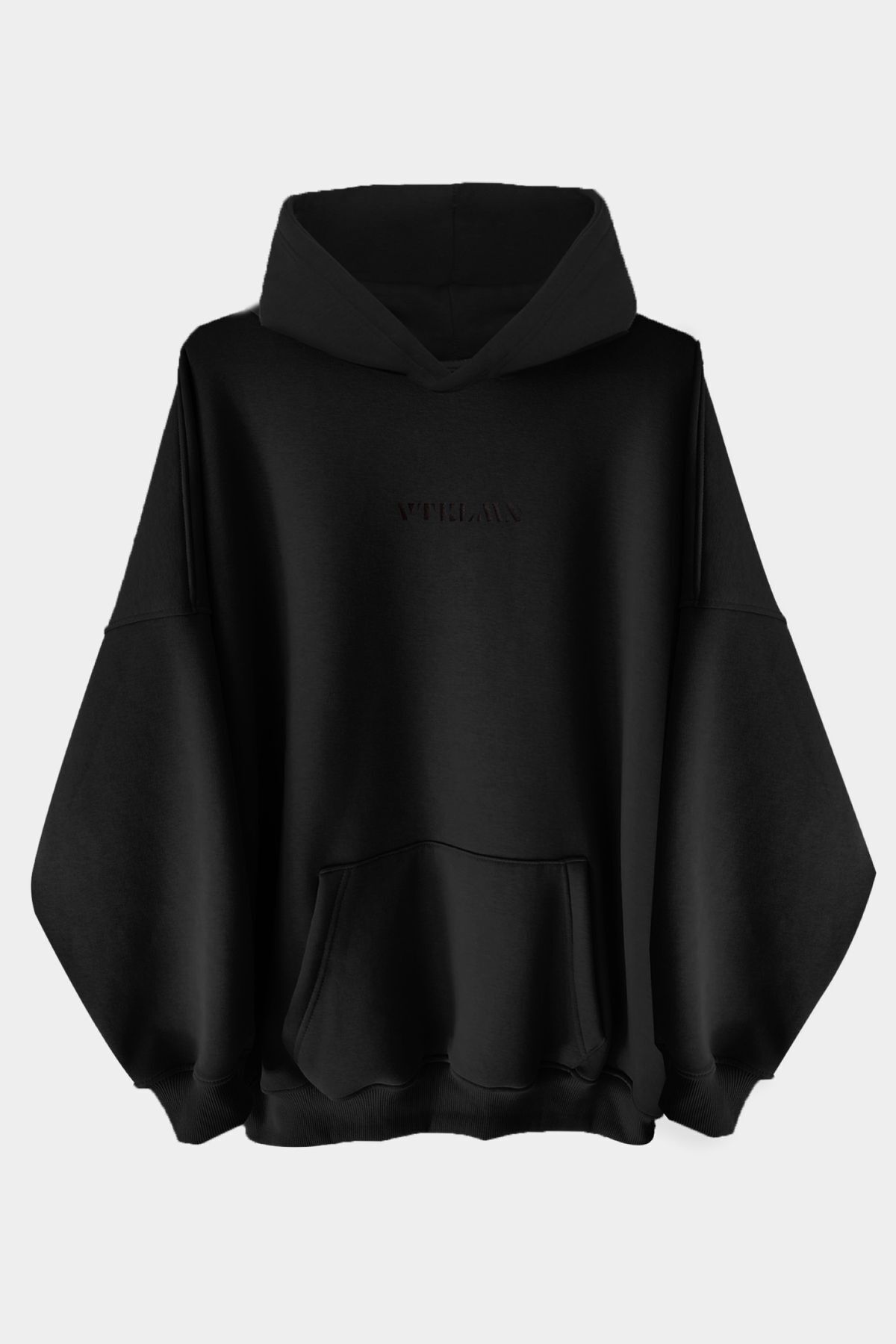 Kalın İçi Polarlı Oversize Kapüşonlu Hoodie Sweatshirt - Siyah