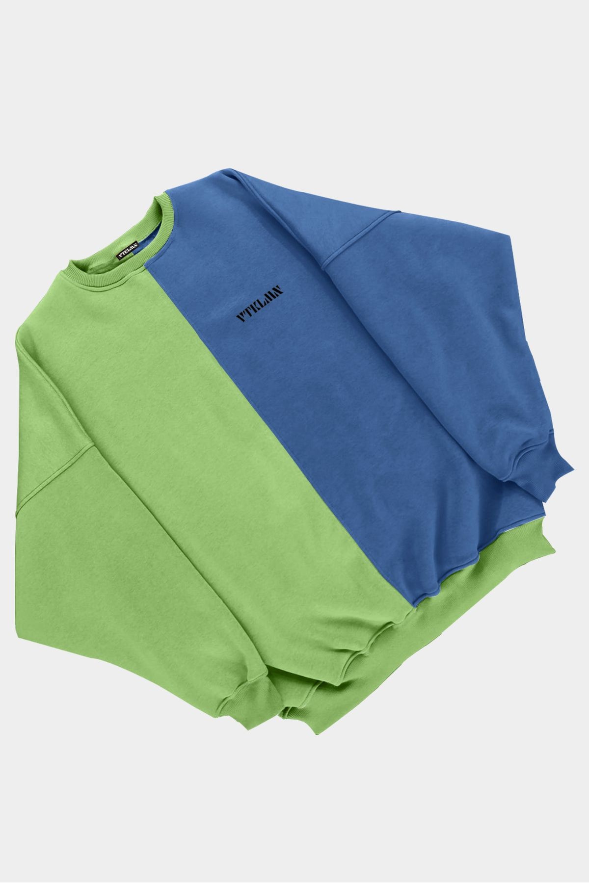 Kadın Erkek Renkli Sweatshirt - YEŞİL-LACİVERT