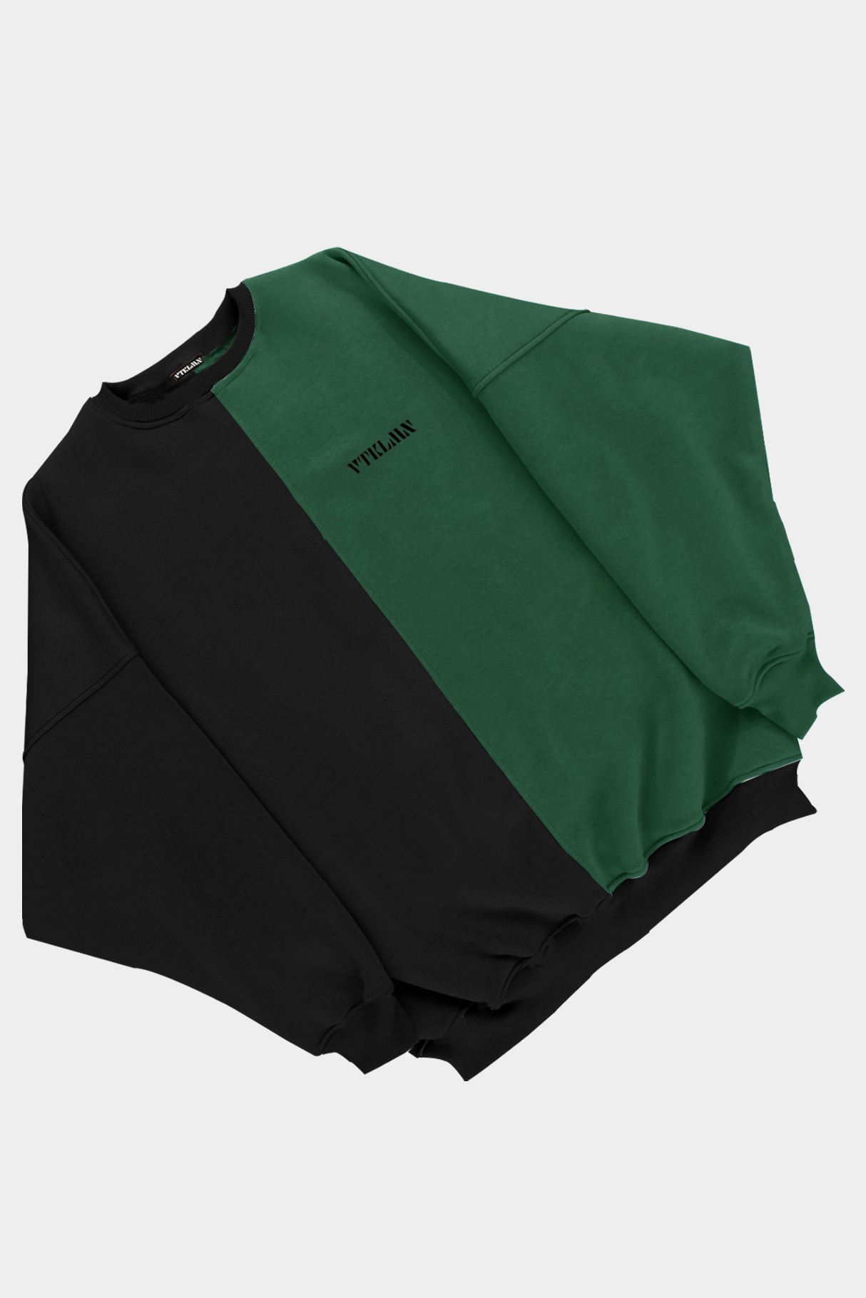  Kadın Erkek Renkli Sweatshirt - Siyah Koyu Yeşil