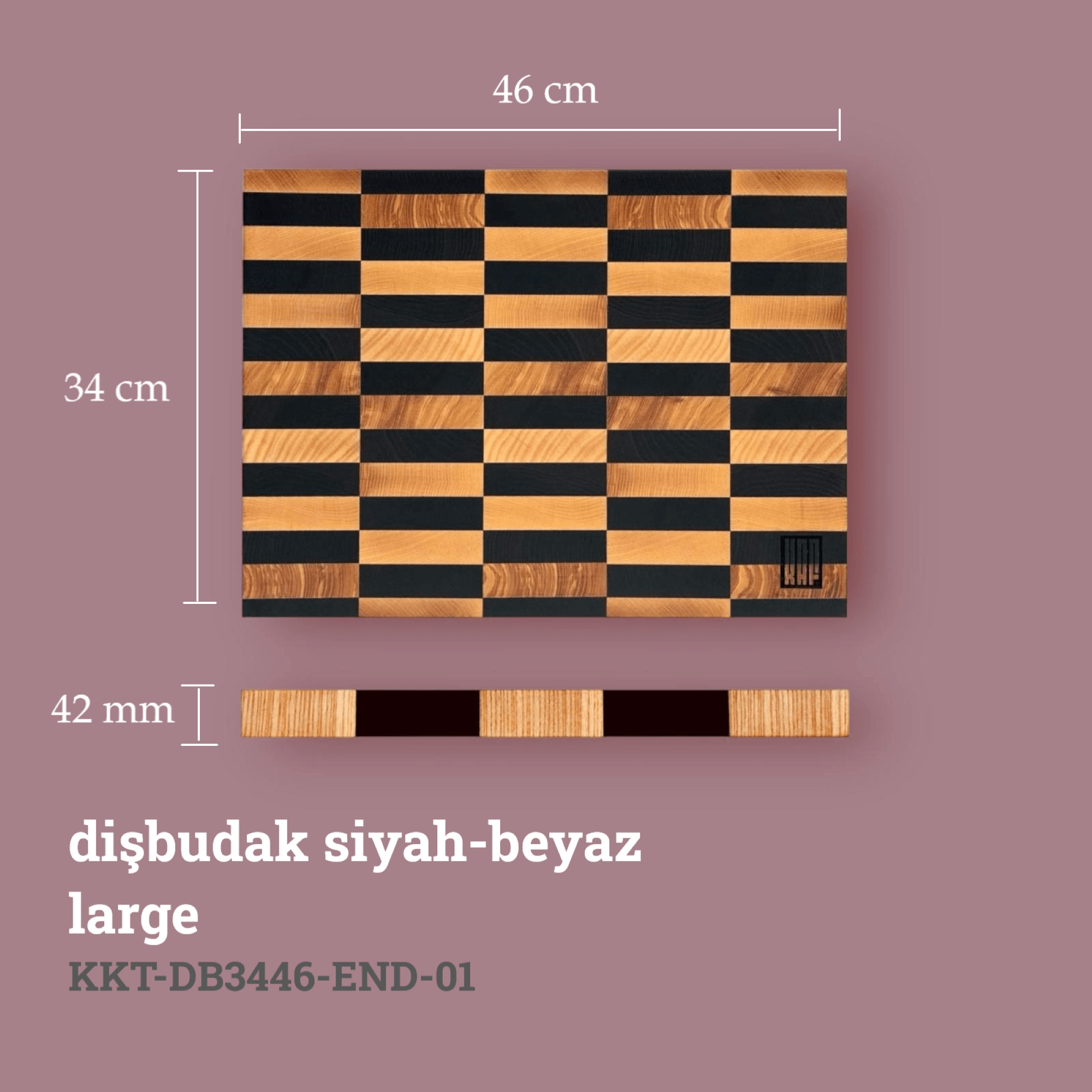 Dişbudak Kesme Tahtası Siyah-Beyaz (End Grain)