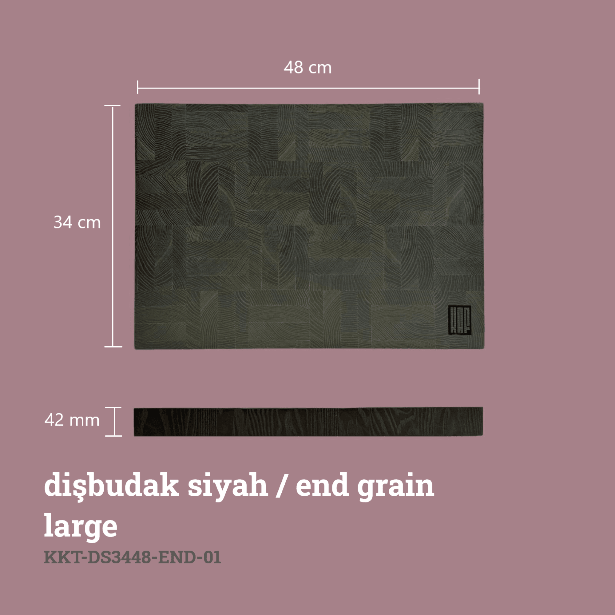 Dişbudak Kesme Tahtası Siyah (End Grain)