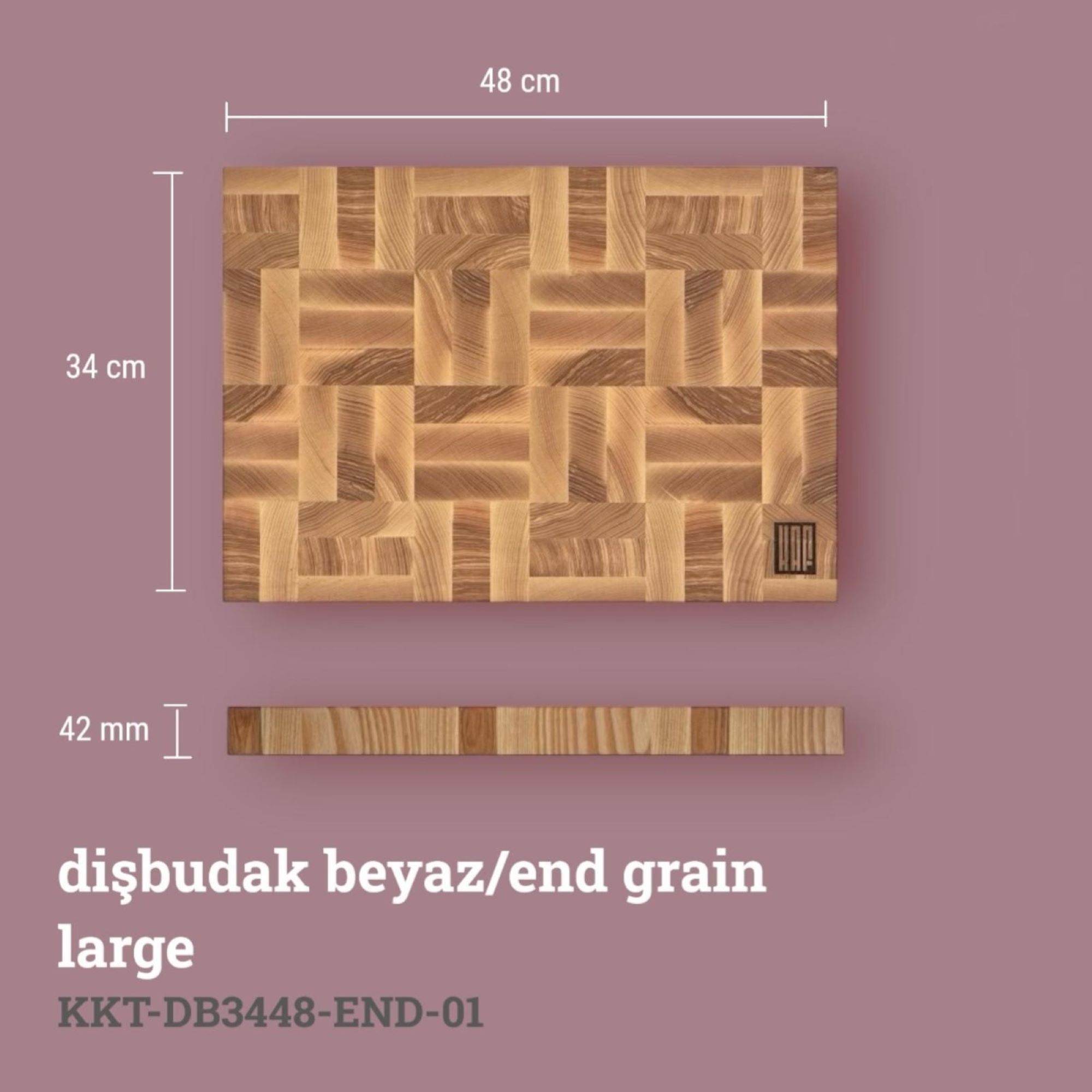 Dişbudak Kesme Tahtası Beyaz (End Grain)