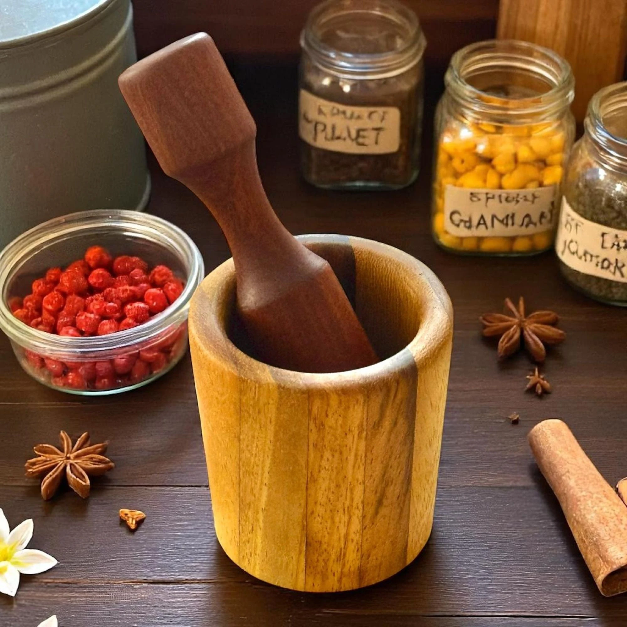 Iroko-Sapelli Mortar / Laurel