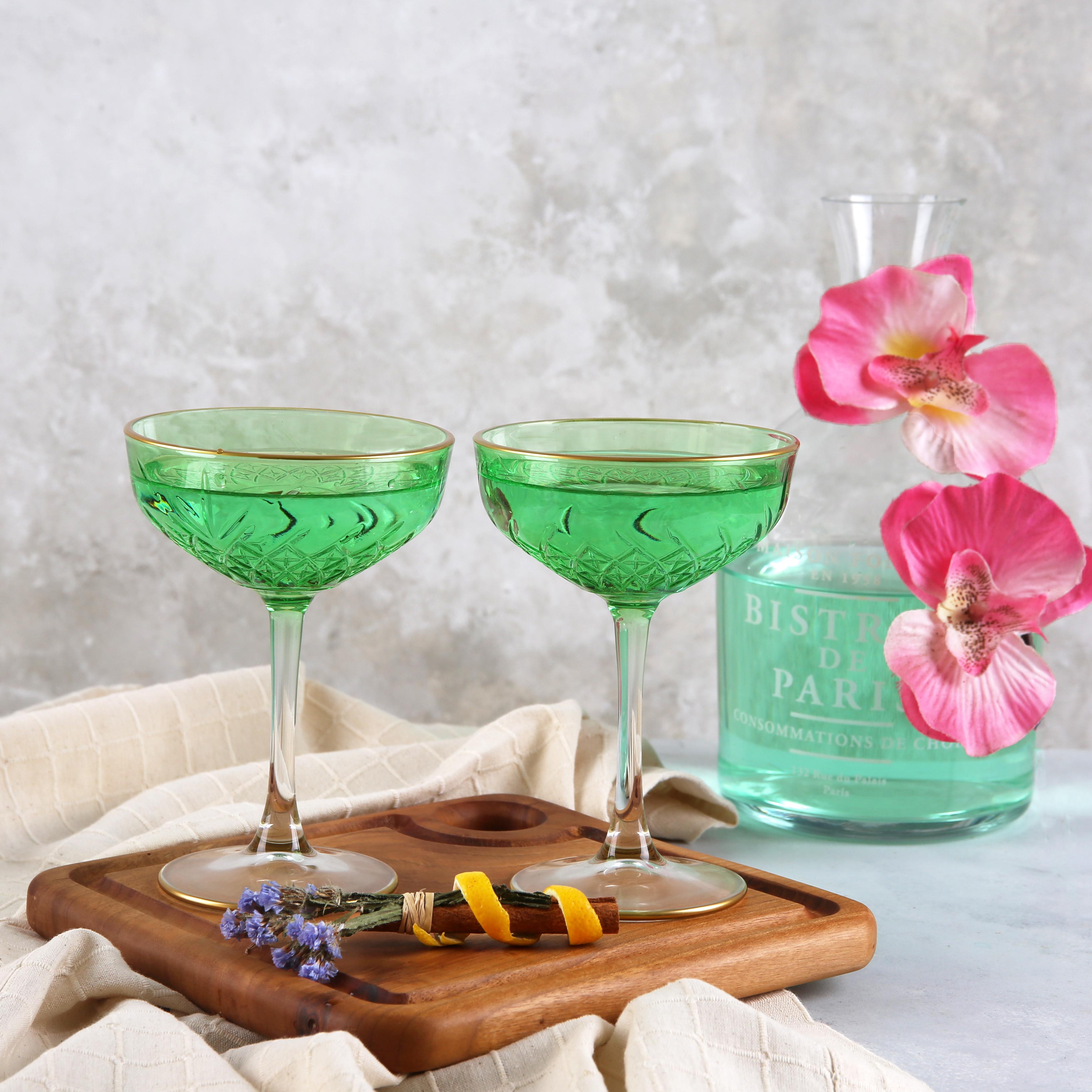 Coupe Kokteyl Bardağı & Kadehi 2'li Set - Yeşil