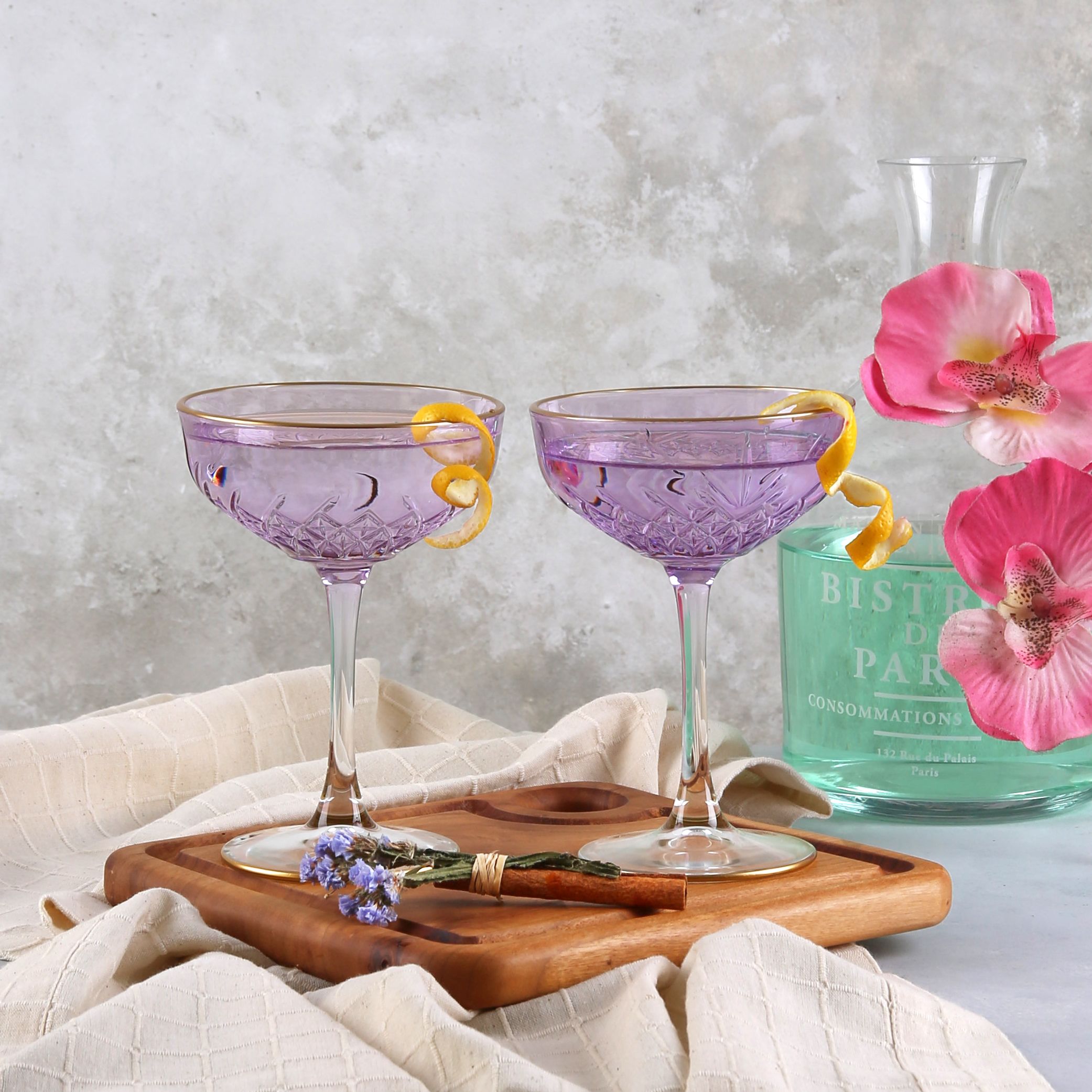 Coupe Kokteyl Bardağı & Kadehi 2'li Set - Lila