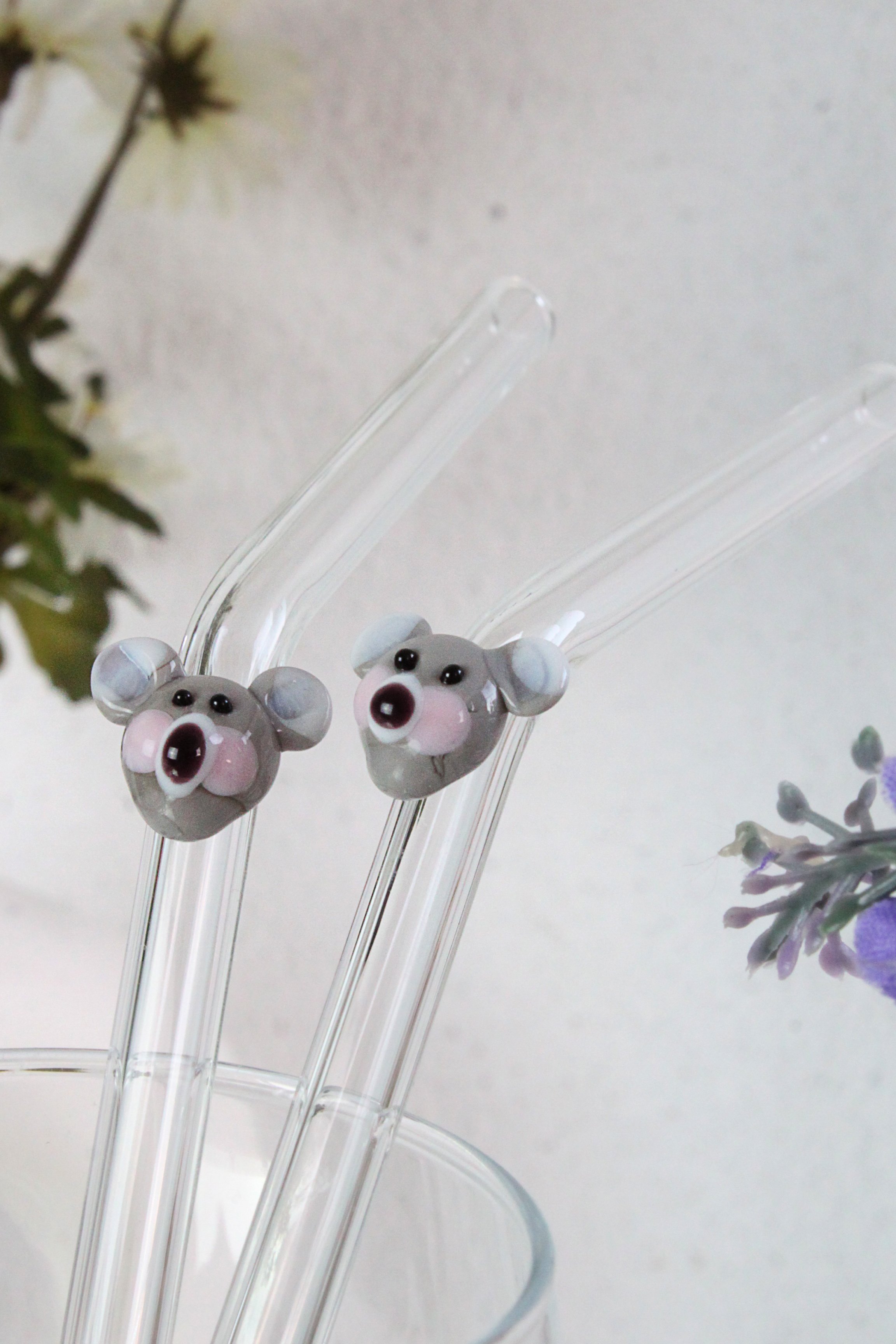 Koala Figürlü 2’li Cam Pipet