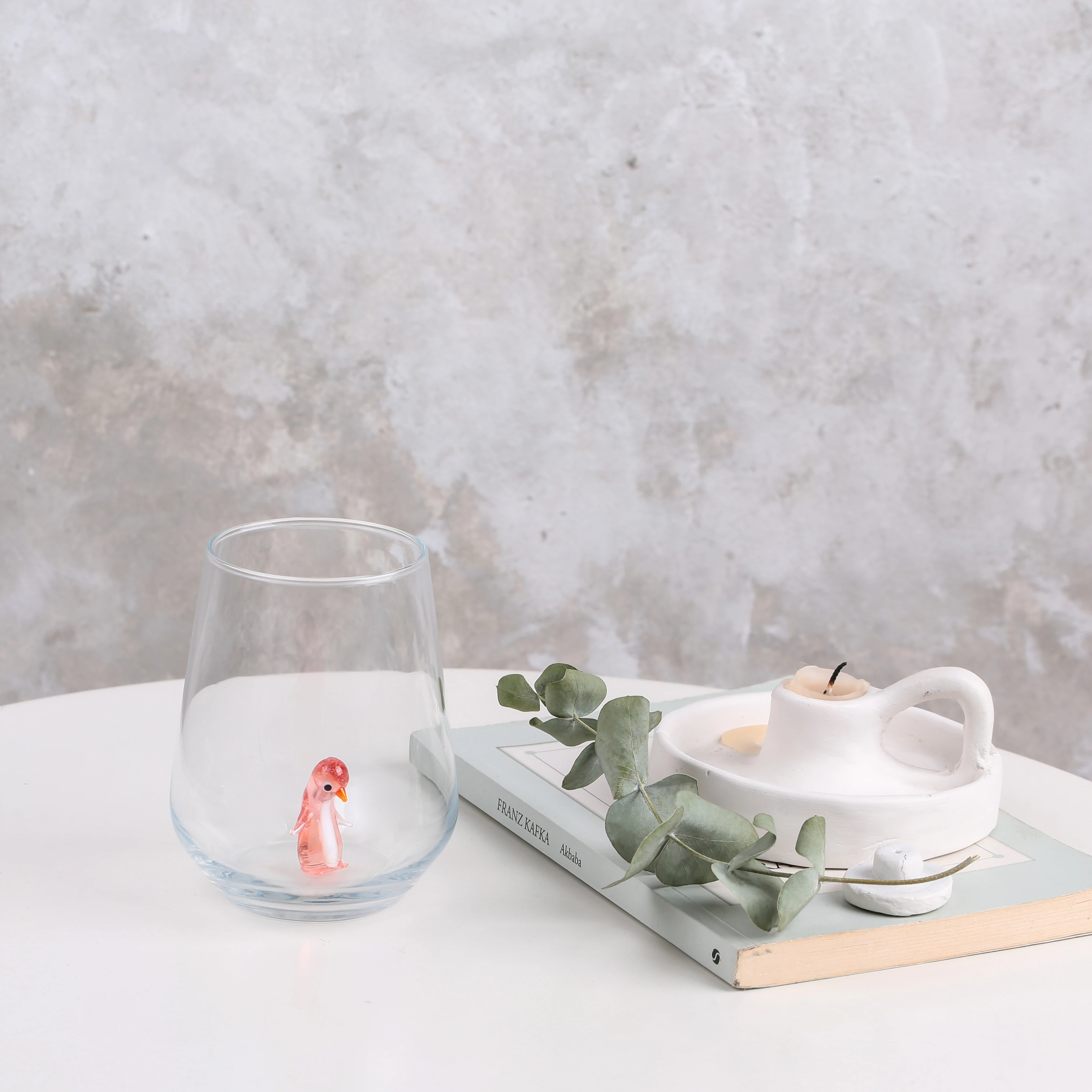 Pembe Penguen Figürlü Tekli Su Bardağı