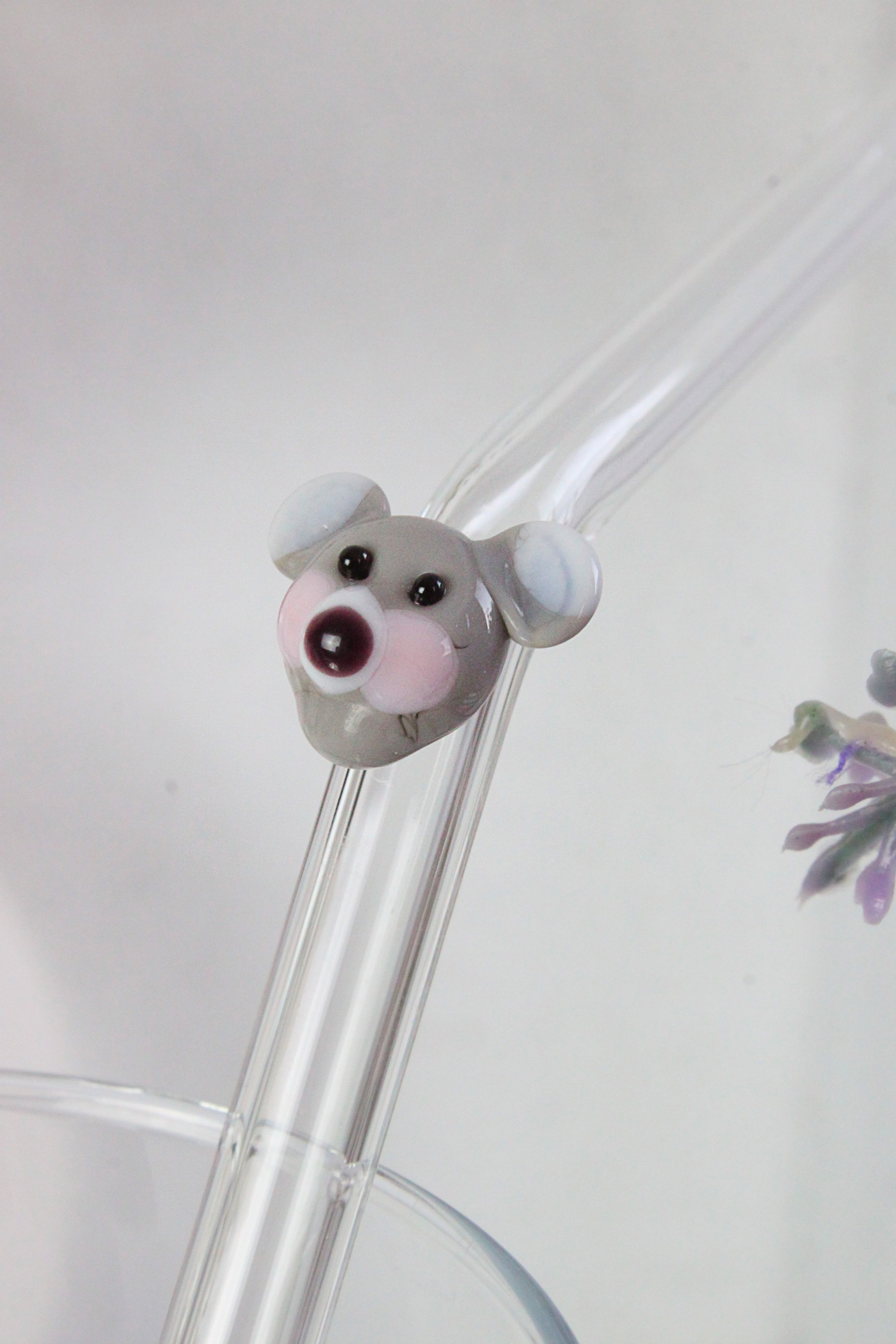 Koala Figürlü Tekli Cam Pipet