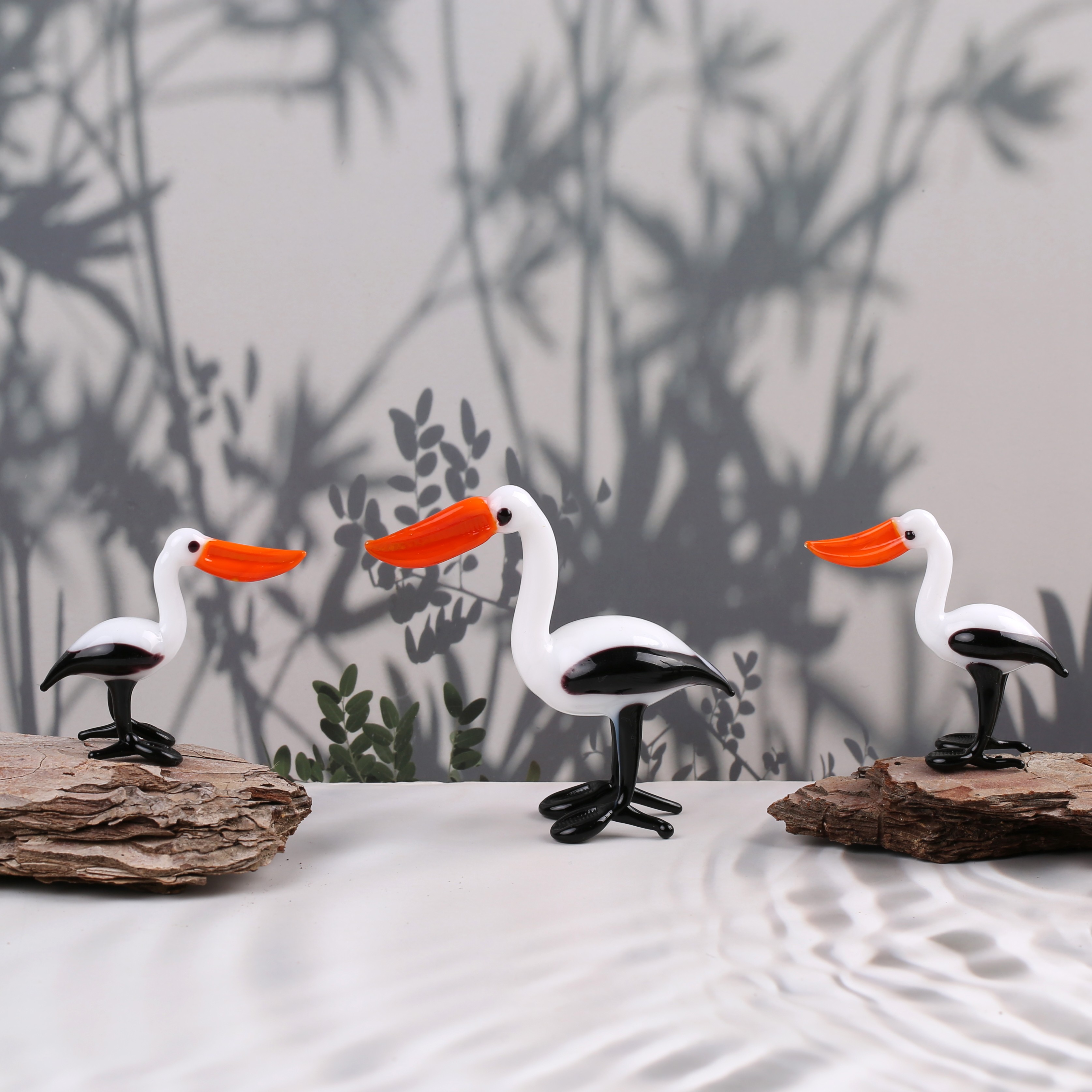 Pelikan Ailesi Minyatür Cam Biblo 3'lü Set