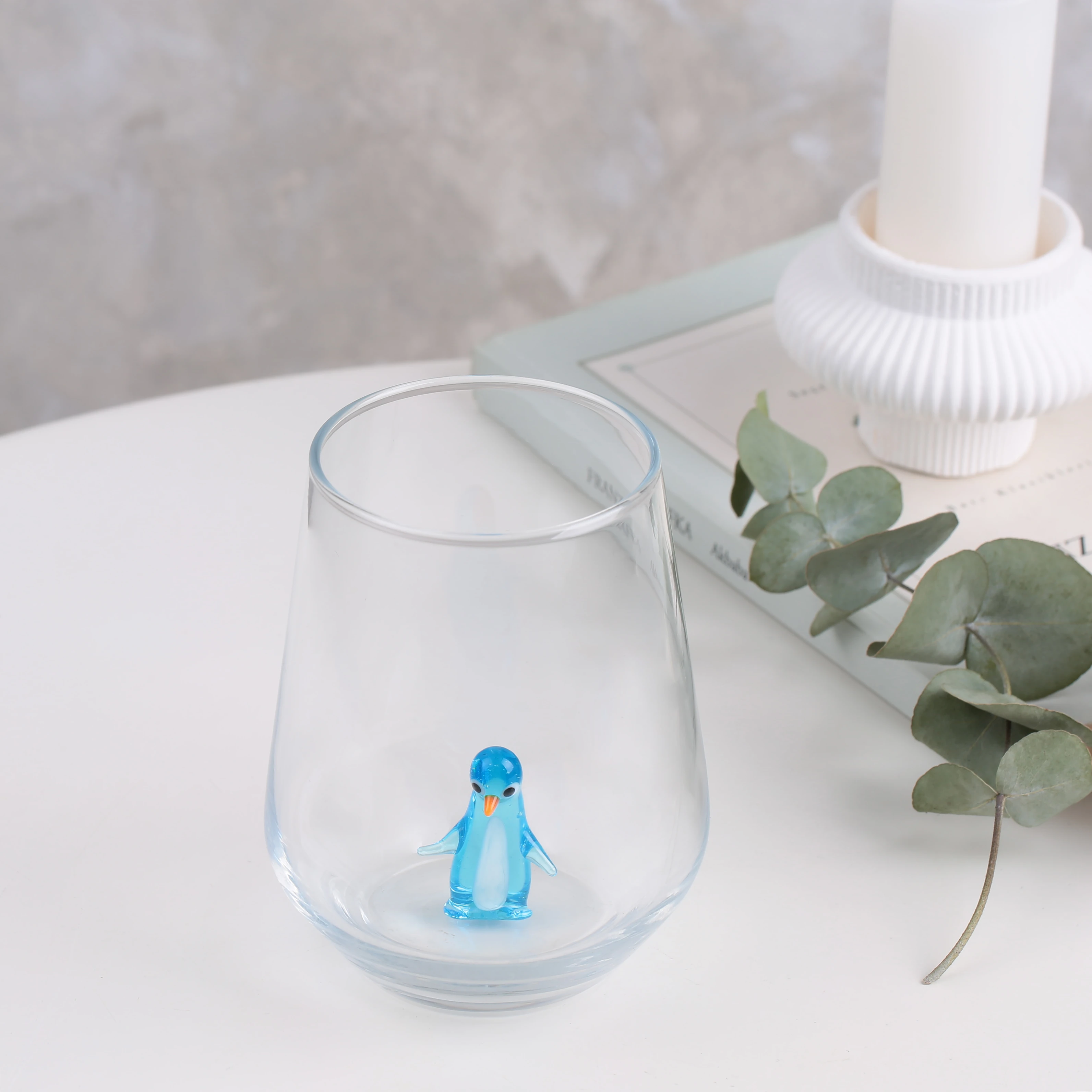 Mavi Penguen Figürlü Tekli Su Bardağı