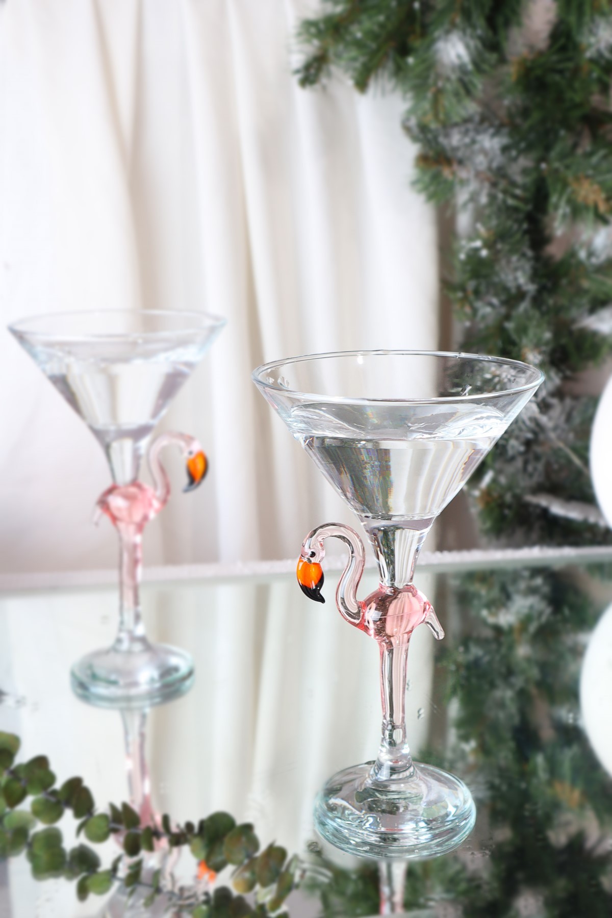 Flamingo Cam Tasarım Martini Kokteyl Kadehi 2'li Set