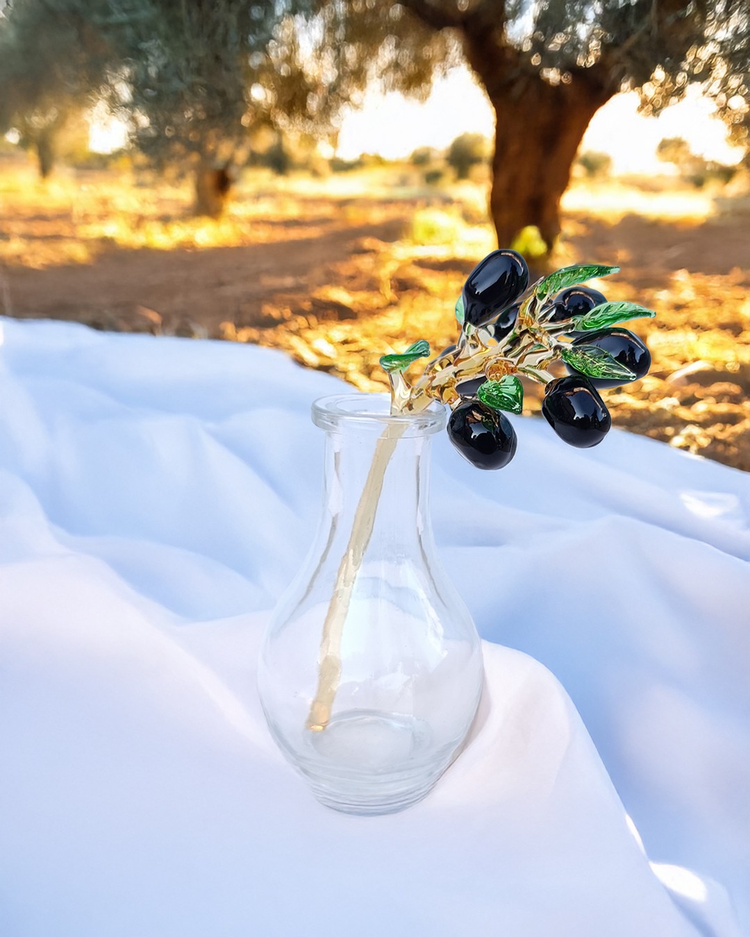 Zeytin Dalı El yapımı Dekoratif Cam Biblo