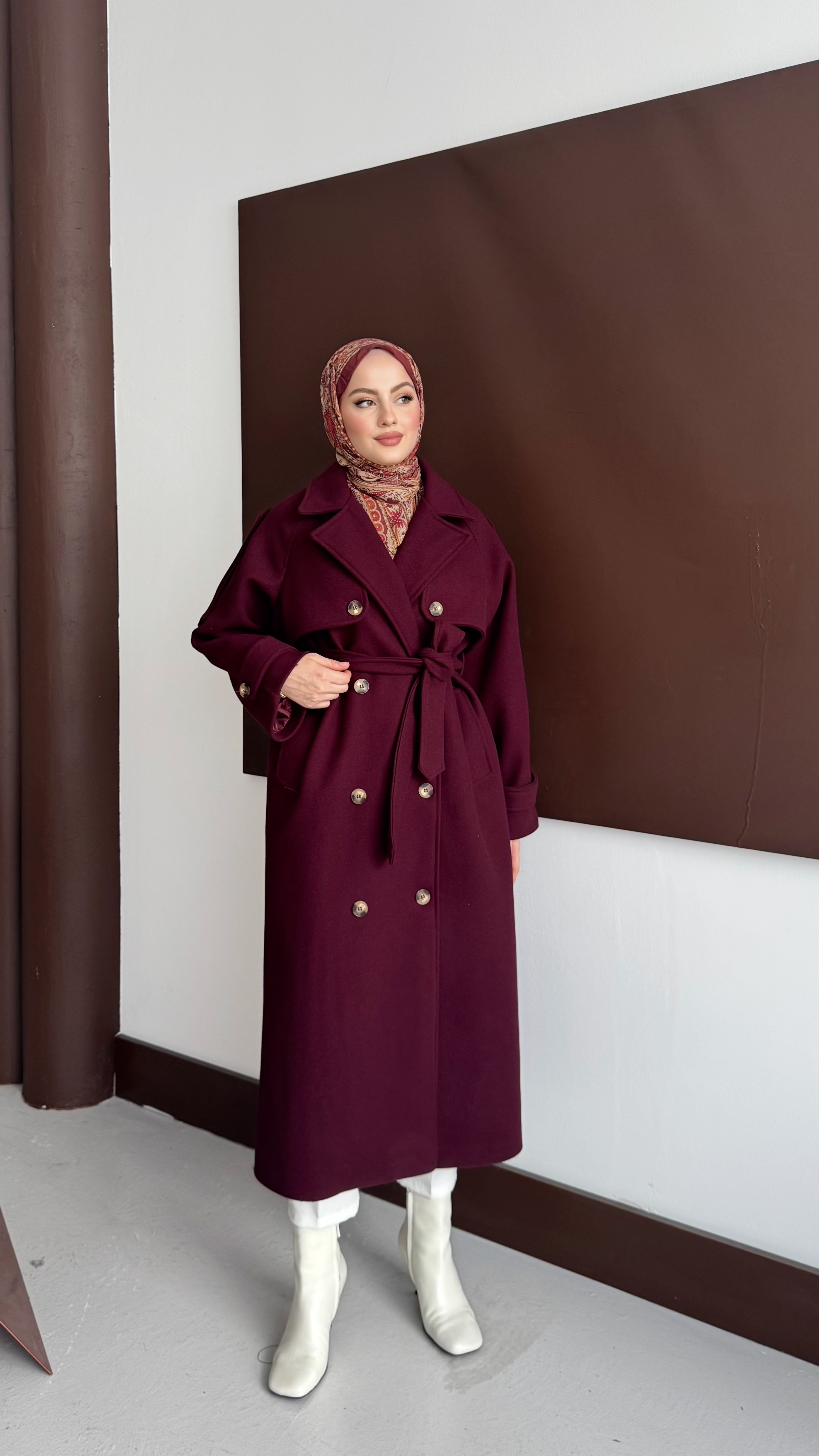 Hola Kaşe Kaban Bordo